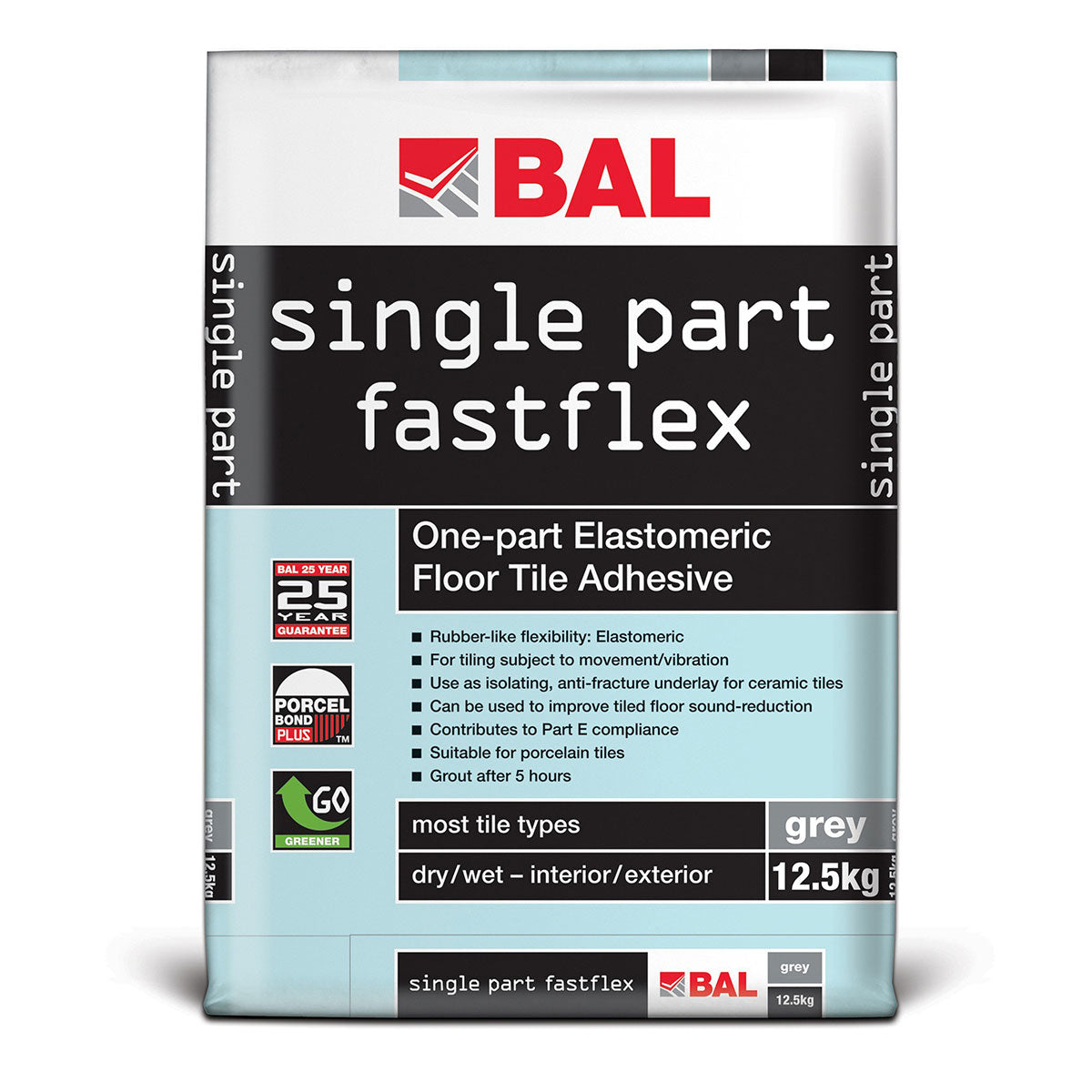 BAL Single Part Fast Flex Floor Tile Adhesive 12.5kg - Grey | Deluxe ...