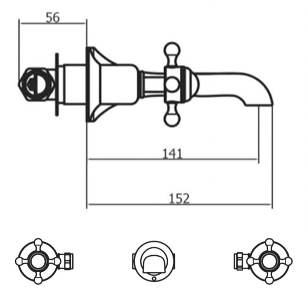 Crosswater Belgravia Crosshead 3 Tap Hole Wall Mounted Basin Mixer Set