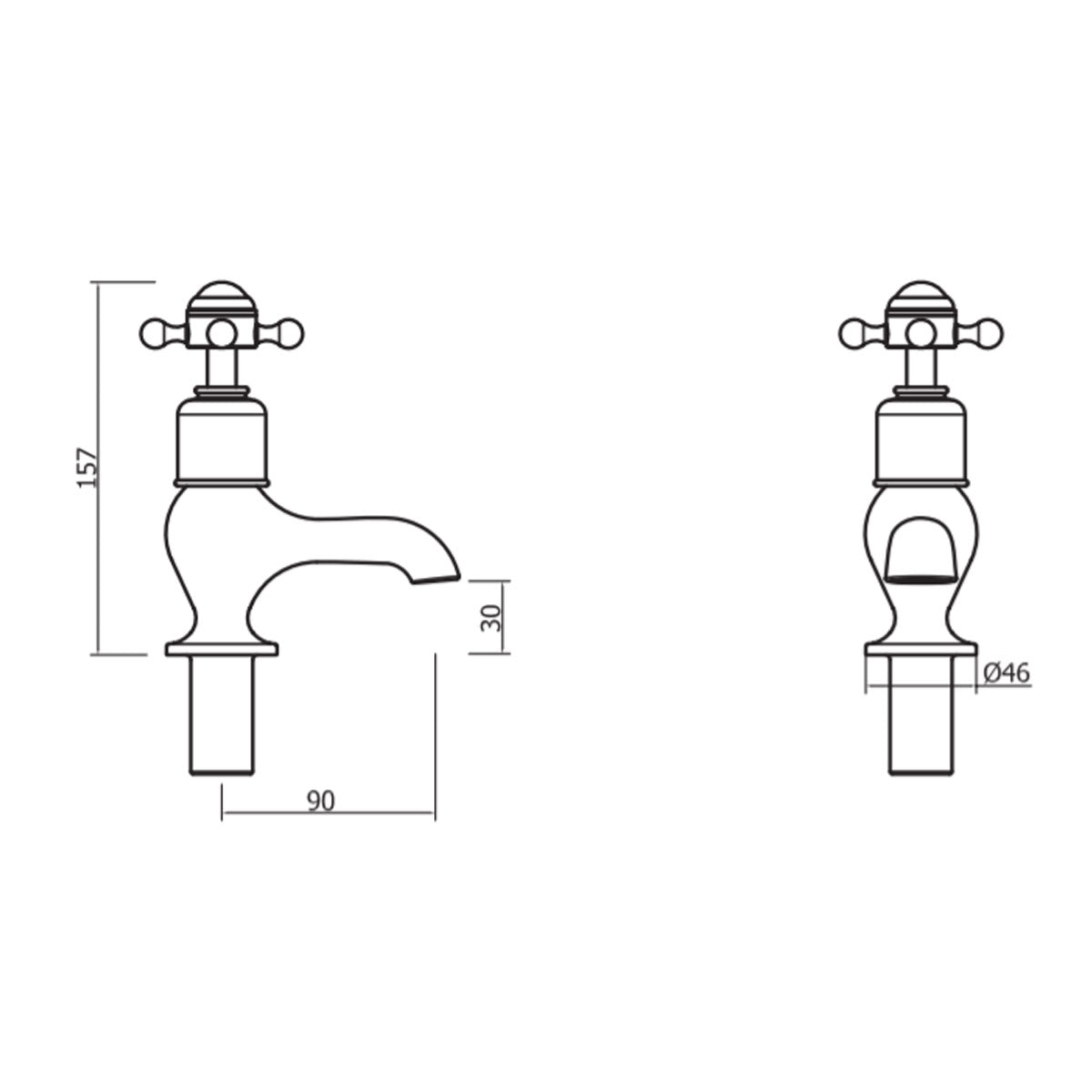 Crosswater Belgravia Crosshead Bath Pillar Taps