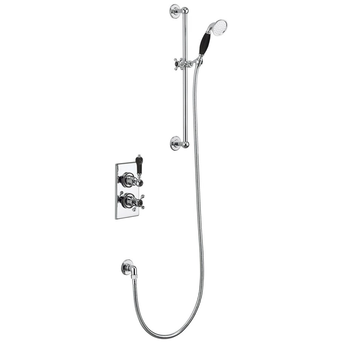 Burlington Trent Thermostatic Single Outlet Shower Valve with Slide Rail Handset Deluxe Bathrooms UK