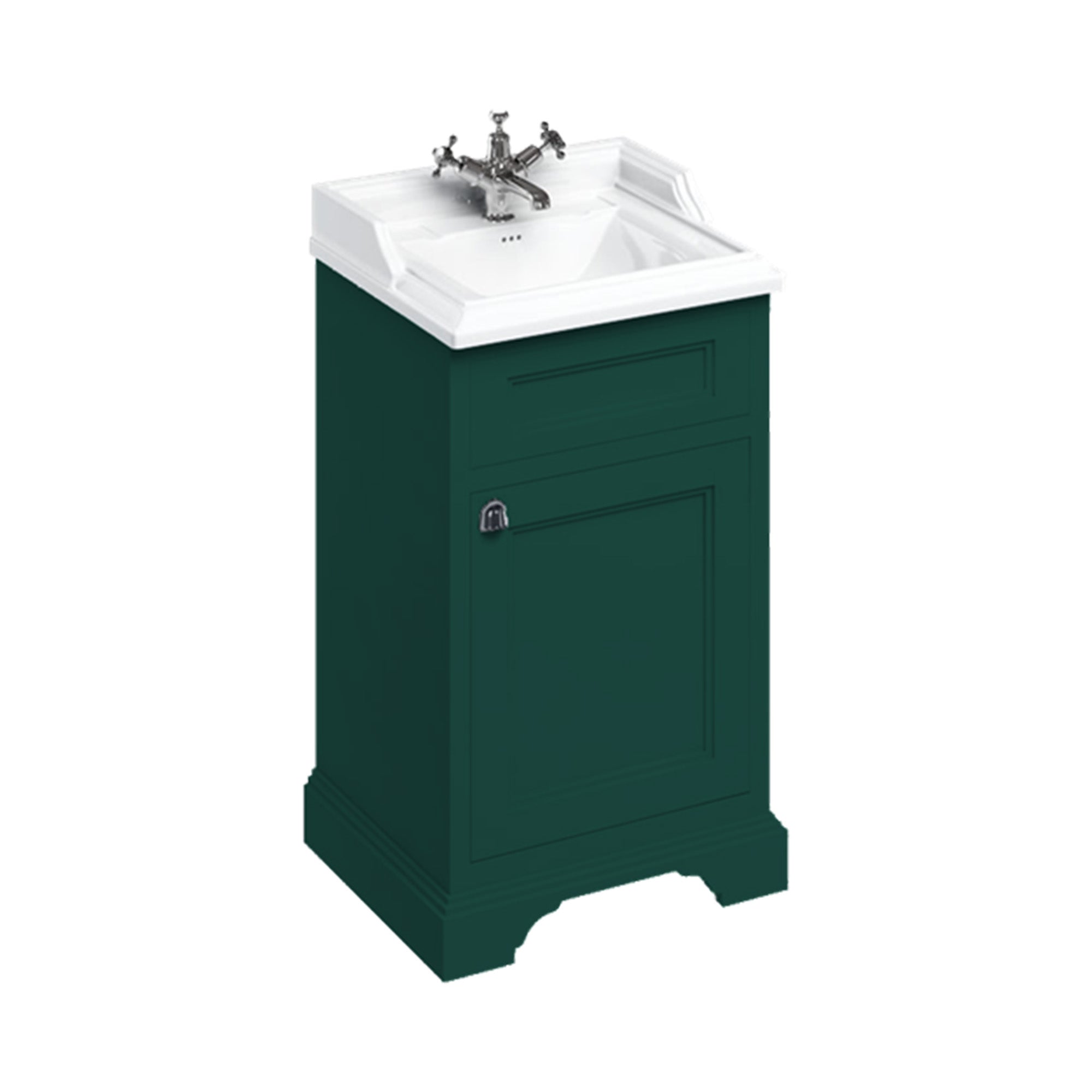 burlington 50 freestanding cloakroom vanity unit with basin matt green