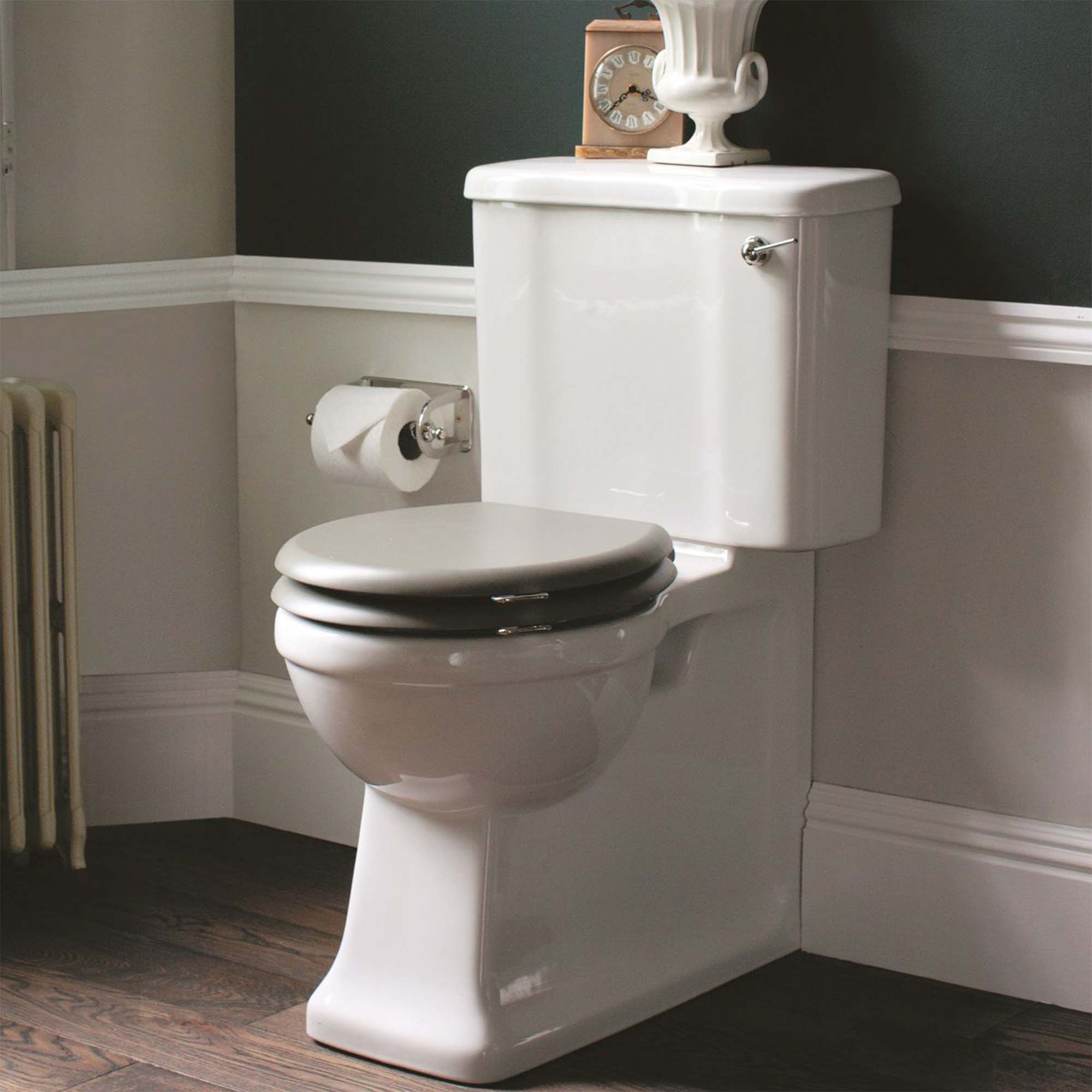 burlington arcade toilet seat dark olive with nickel hinges
