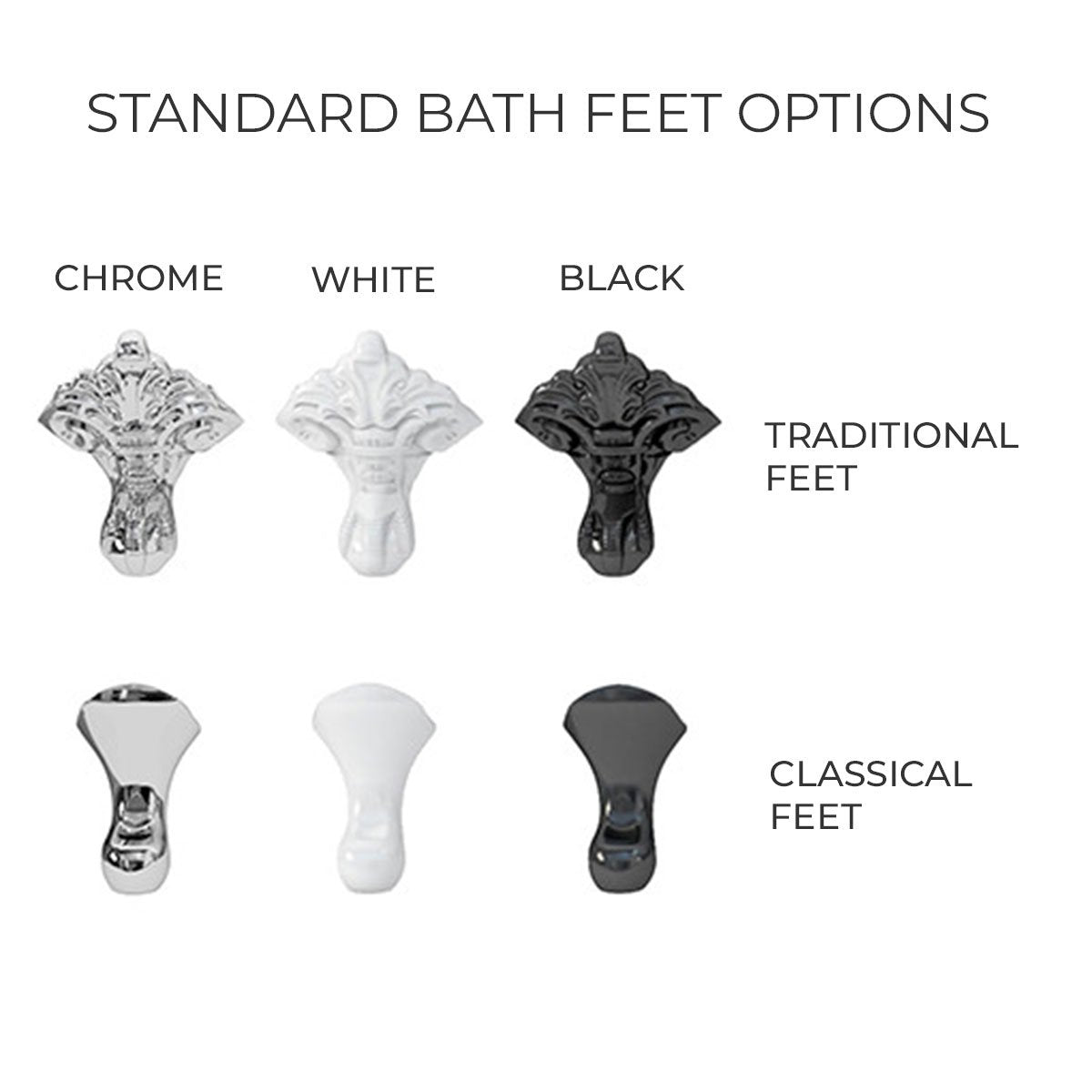 Burlington Hampton Right 1500mm Traditional Feet Chrome Deluxe Bathrooms UK