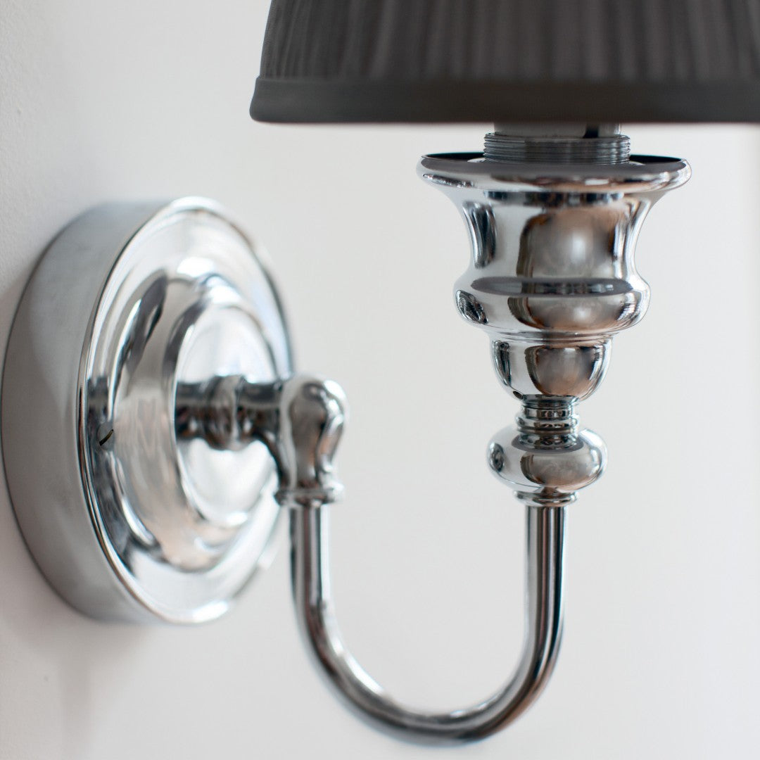 Burlington Ornate Light With Chrome Base and Chiffon Silver Shade Deluxe Bathrooms UK