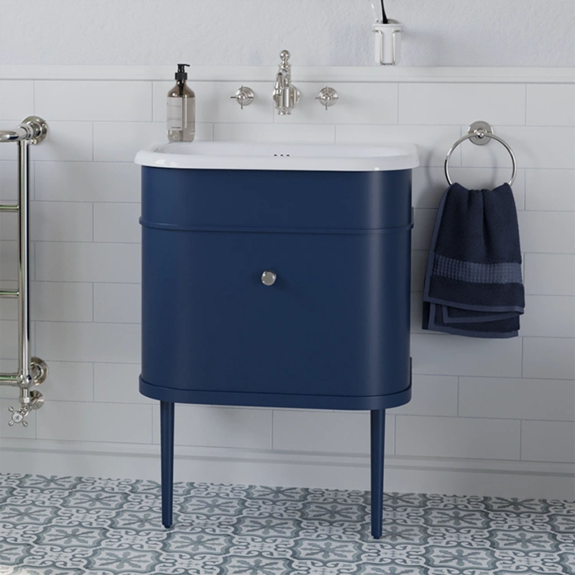 burlington chalfont 550mm wall mounted vanity with roll top basin blue