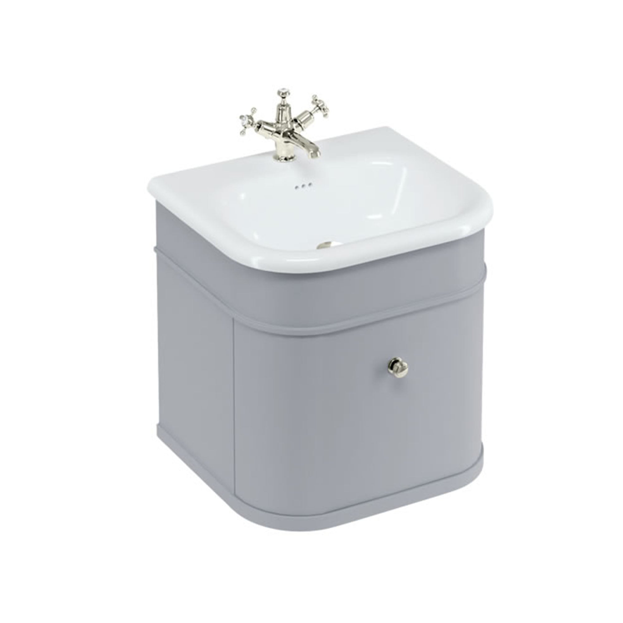 burlington chalfont 550mm wall mounted vanity with roll top basin classic grey