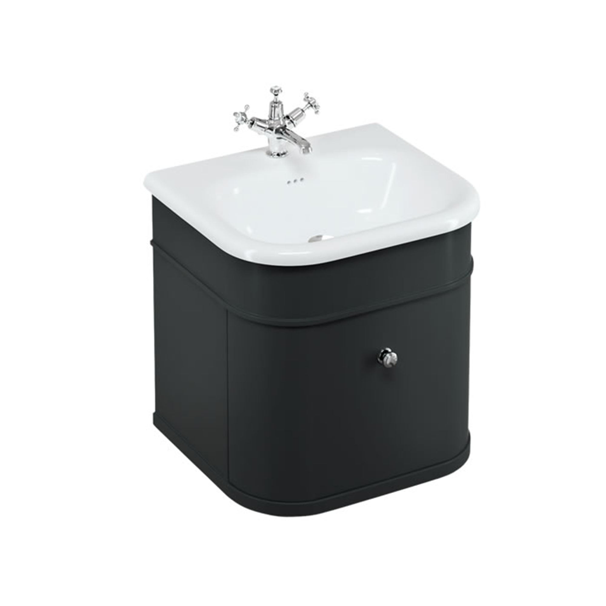 burlington chalfont 550mm wall mounted vanity with roll top basin matt black