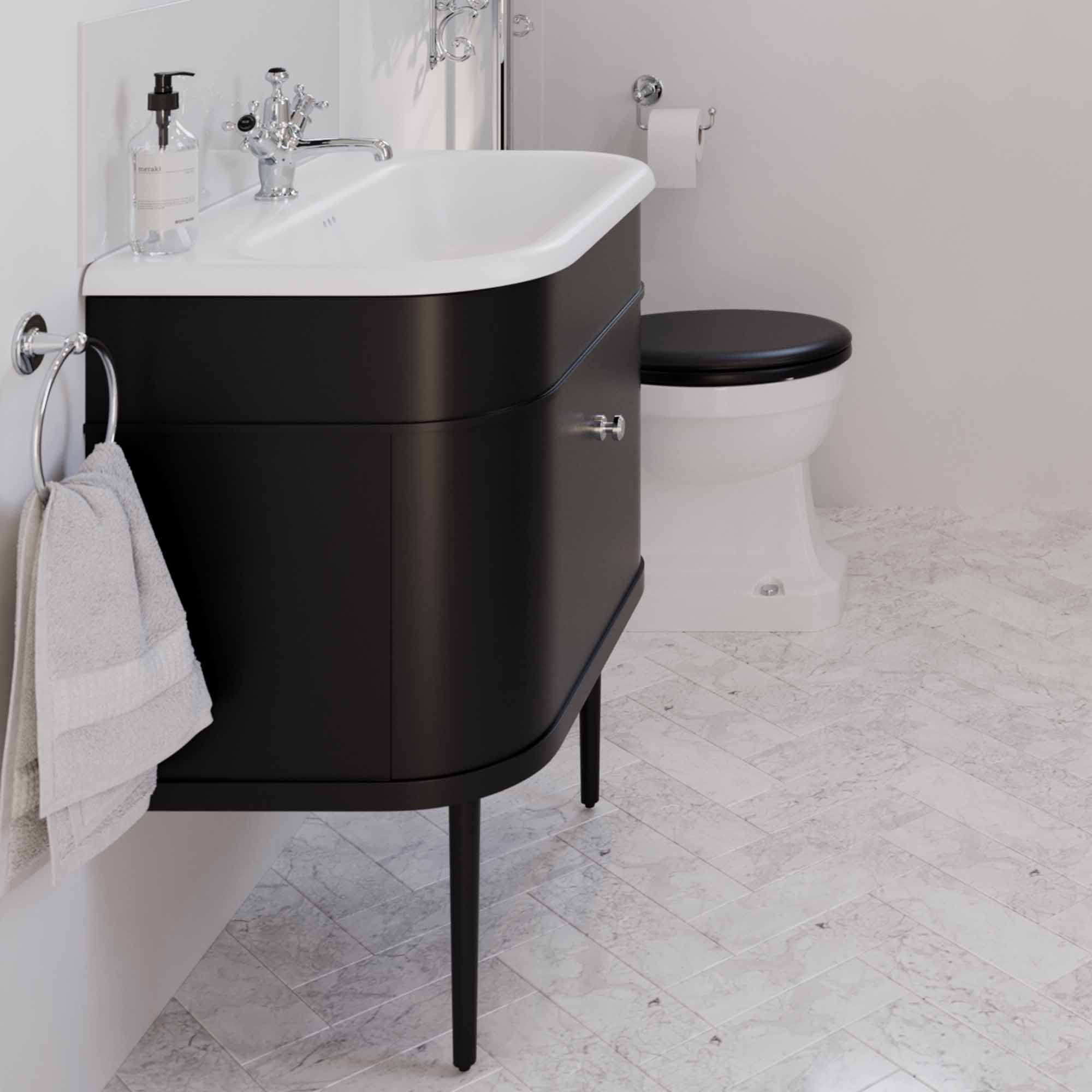 burlington chalfont 550mm wall mounted vanity with roll top basin matt black