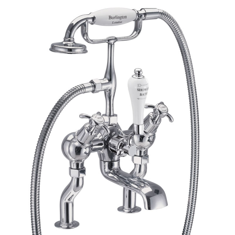 Burlington Claremont Angled Deck Mounted Bath Shower Mixer With S Adjuster Deluxe Bathrooms UK