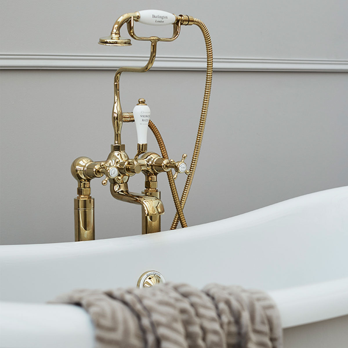 Burlington Claremont Deck Mounted Bath Shower Mixer With S Adjuster Deluxe Bathrooms UK