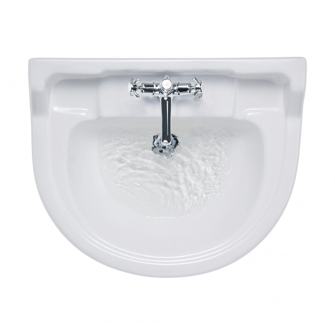 Burlington Edwardian 560mm White Round Basin With Chrome Washstand Deluxe Bathrooms UK