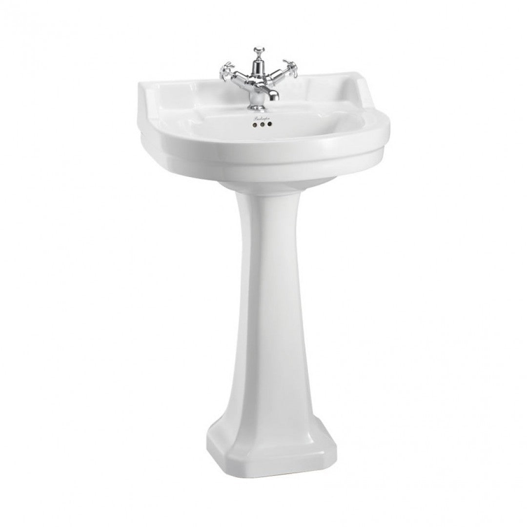 Burlington Edwardian 560mm White Round Basin With Standard Pedestal Deluxe Bathrooms UK