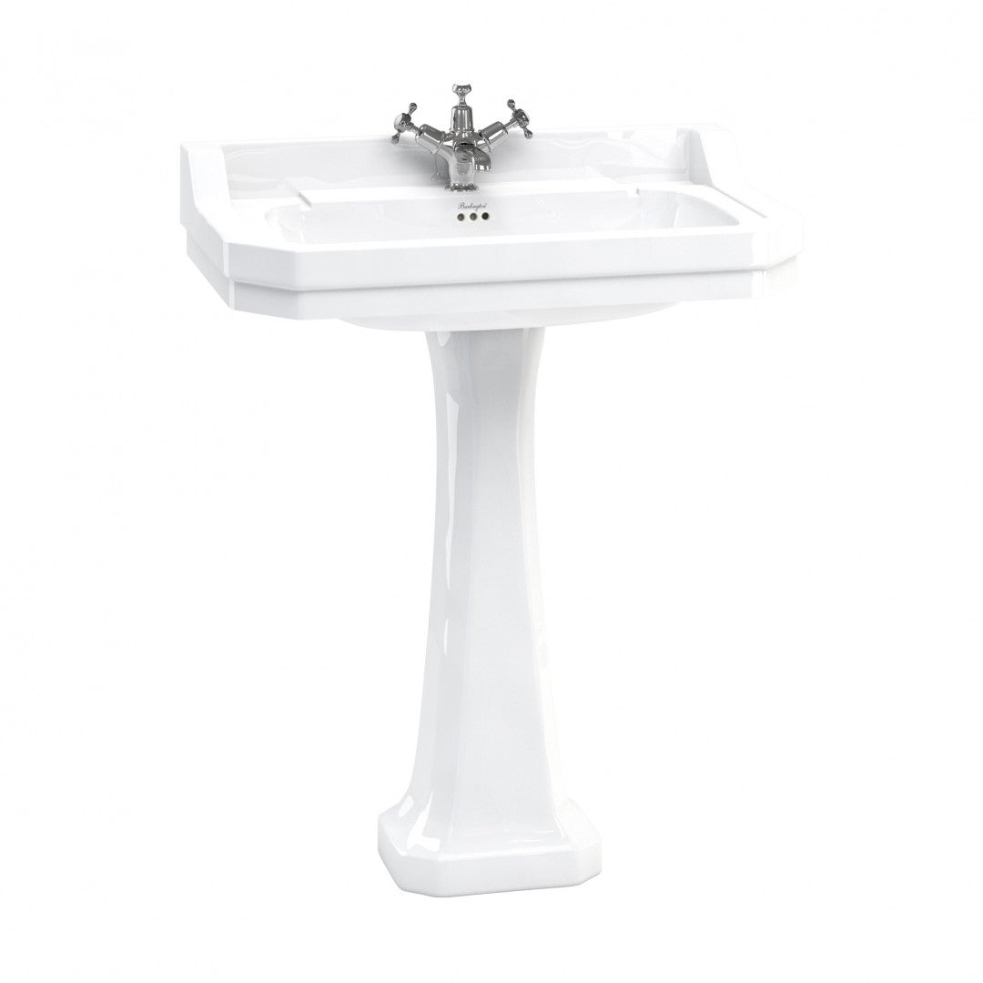 Burlington Edwardian Rectangular White Basin With Standard Pedestal Deluxe Bathrooms UK
