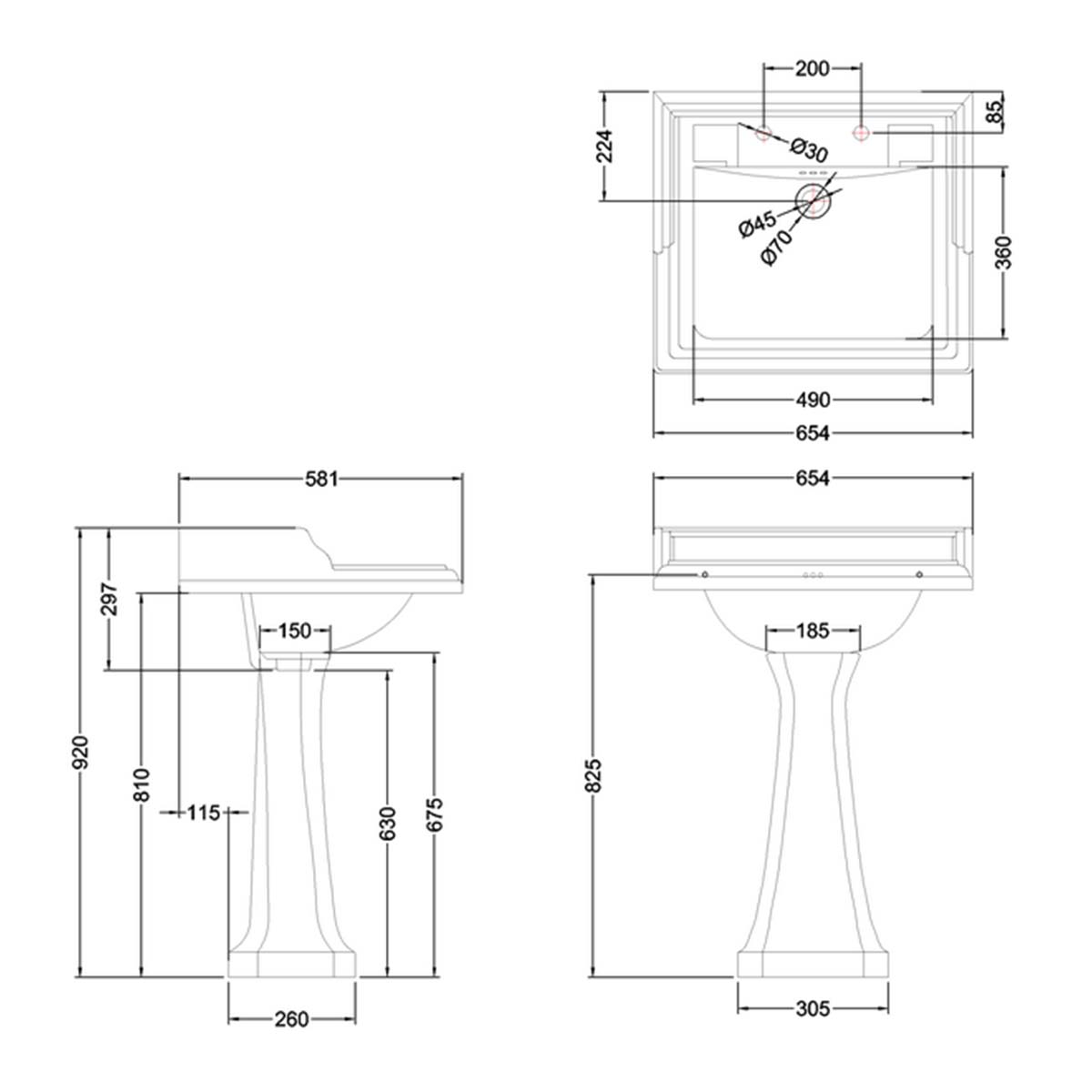 burlington edwardian jet 65cm black basin black pedestal lifestyle close up Deluxe Bathrooms UK