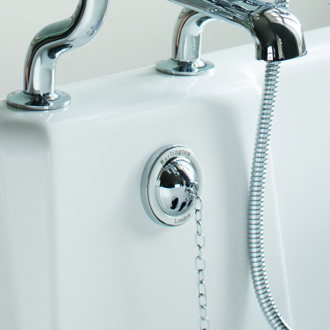 Burlington Exposed Bath Overflow with Plug and Chain Waste Deluxe Bathrooms UK