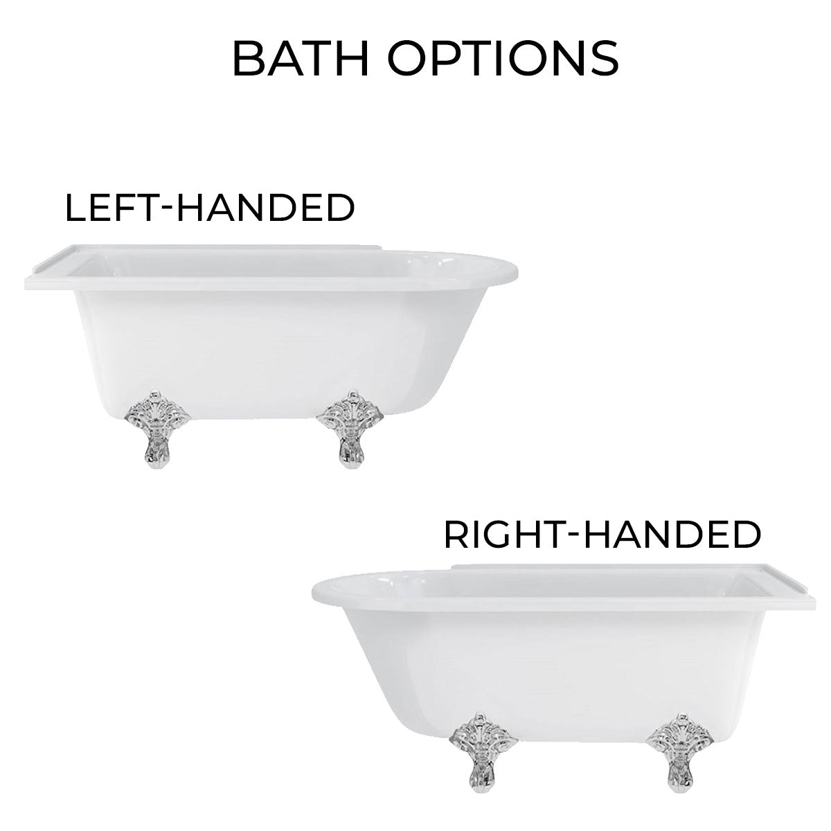 Burlington Hampton Back to Wall Showering Bath With Standard Feet Deluxe Bathrooms UK