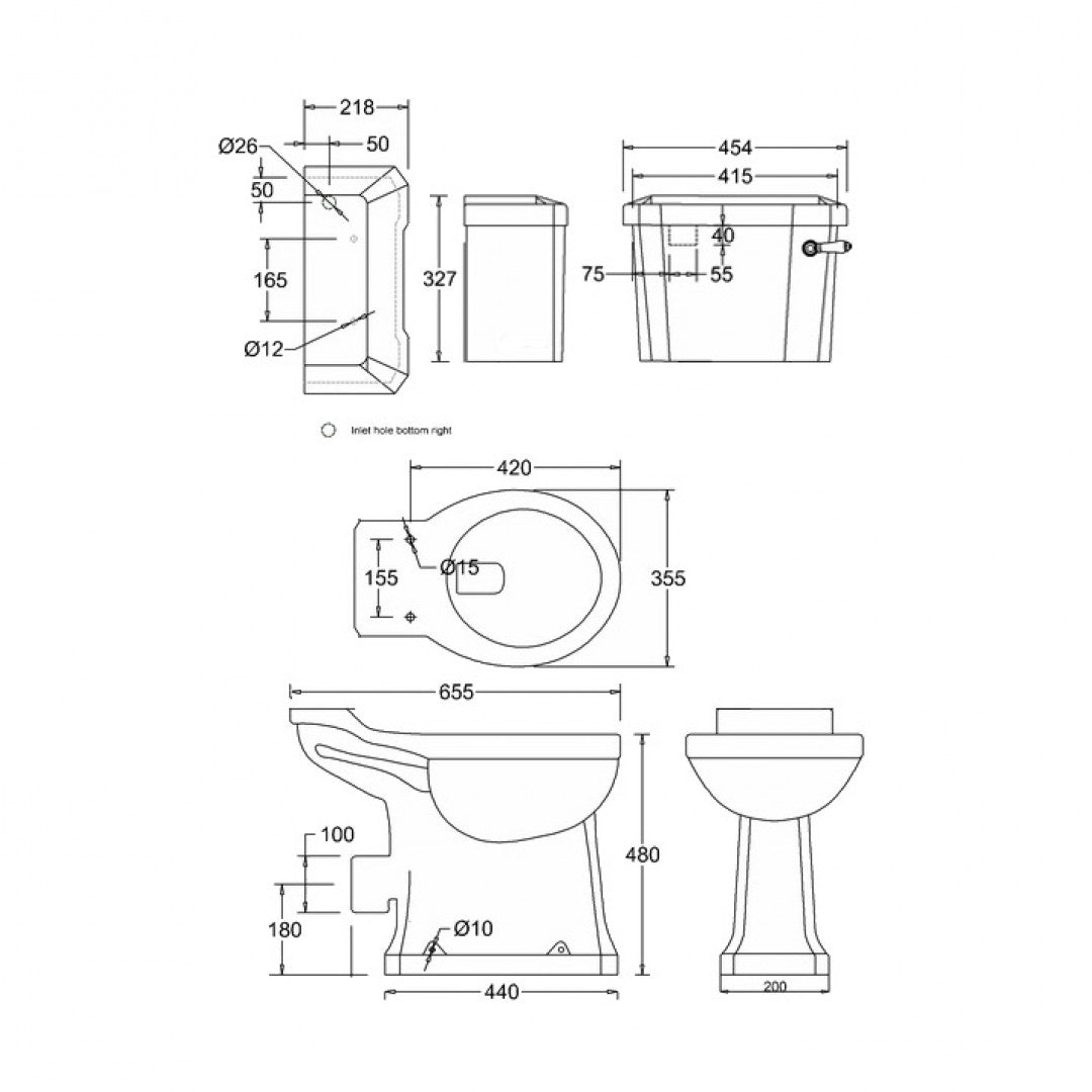 Burlington Comfort Height Medium Level Toilet Traditional Deluxe Bathrooms UK