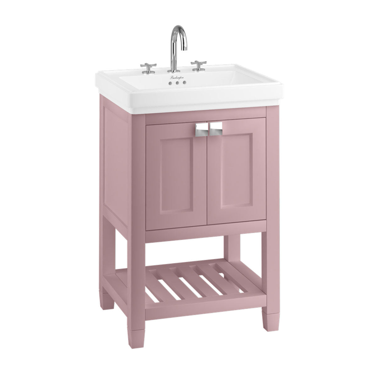 Burlington Riviera 2 Door Floorstanding Vanity Unit with Square Basin pink MATT Deluxe Bathrooms UK