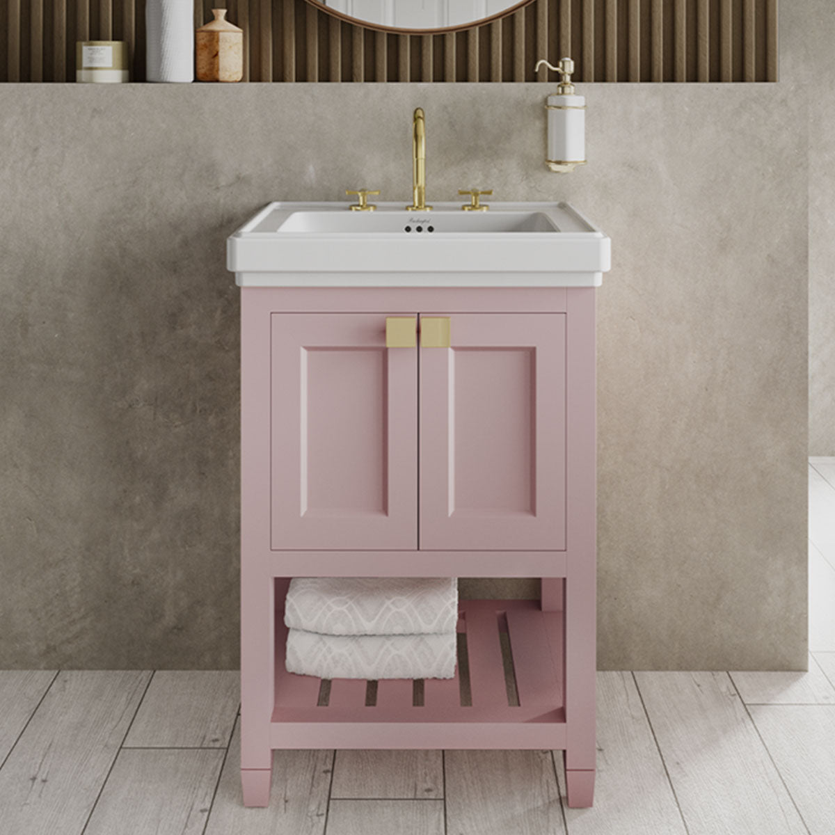 Burlington Riviera 2 Door Floorstanding Vanity Unit with Square Basin pink Deluxe Bathrooms UK