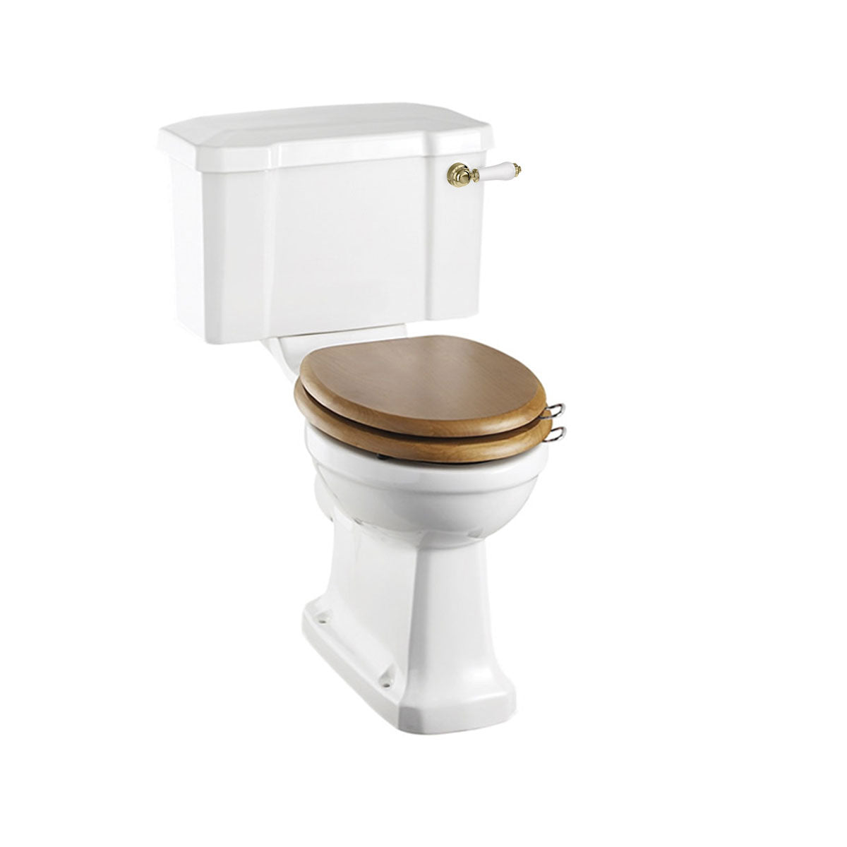 Burlington Standard Traditional Close Coupled Toilet with gold flush lever Deluxe Bathrooms UK