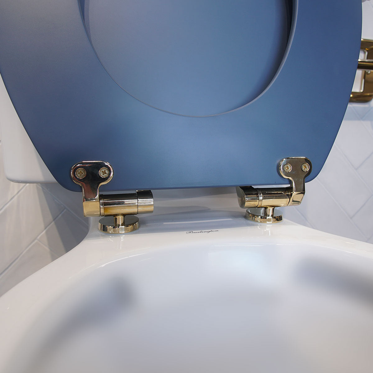 Burlington Standard Traditional Close Coupled Toilet with gold hinges Deluxe Bathrooms UK