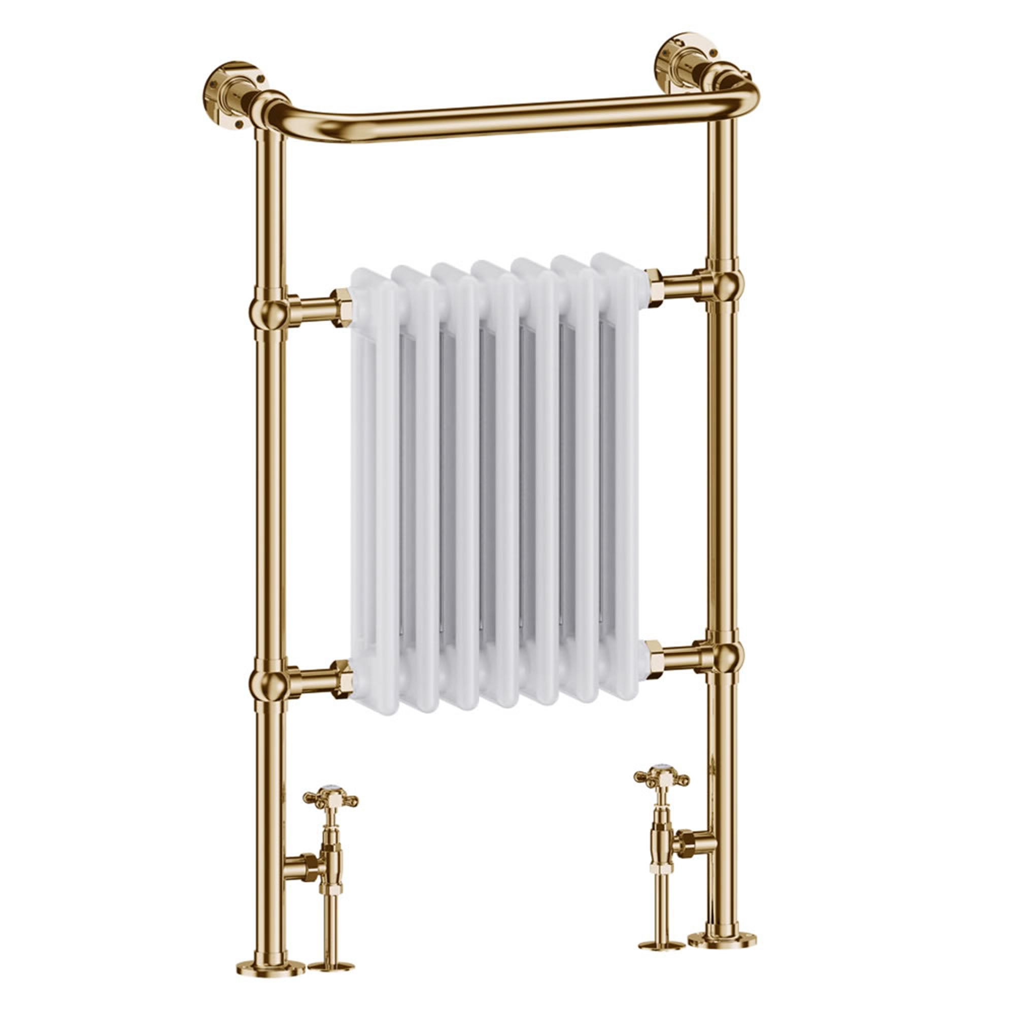 burlington trafalgar traditional towel radiator with white column gold