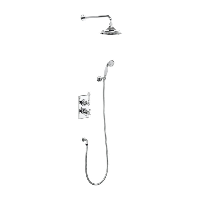 Burlington Trent Thermostatic Dual Outlet Shower Valve with Shower Handset and Overhead Deluxe Bathrooms UK