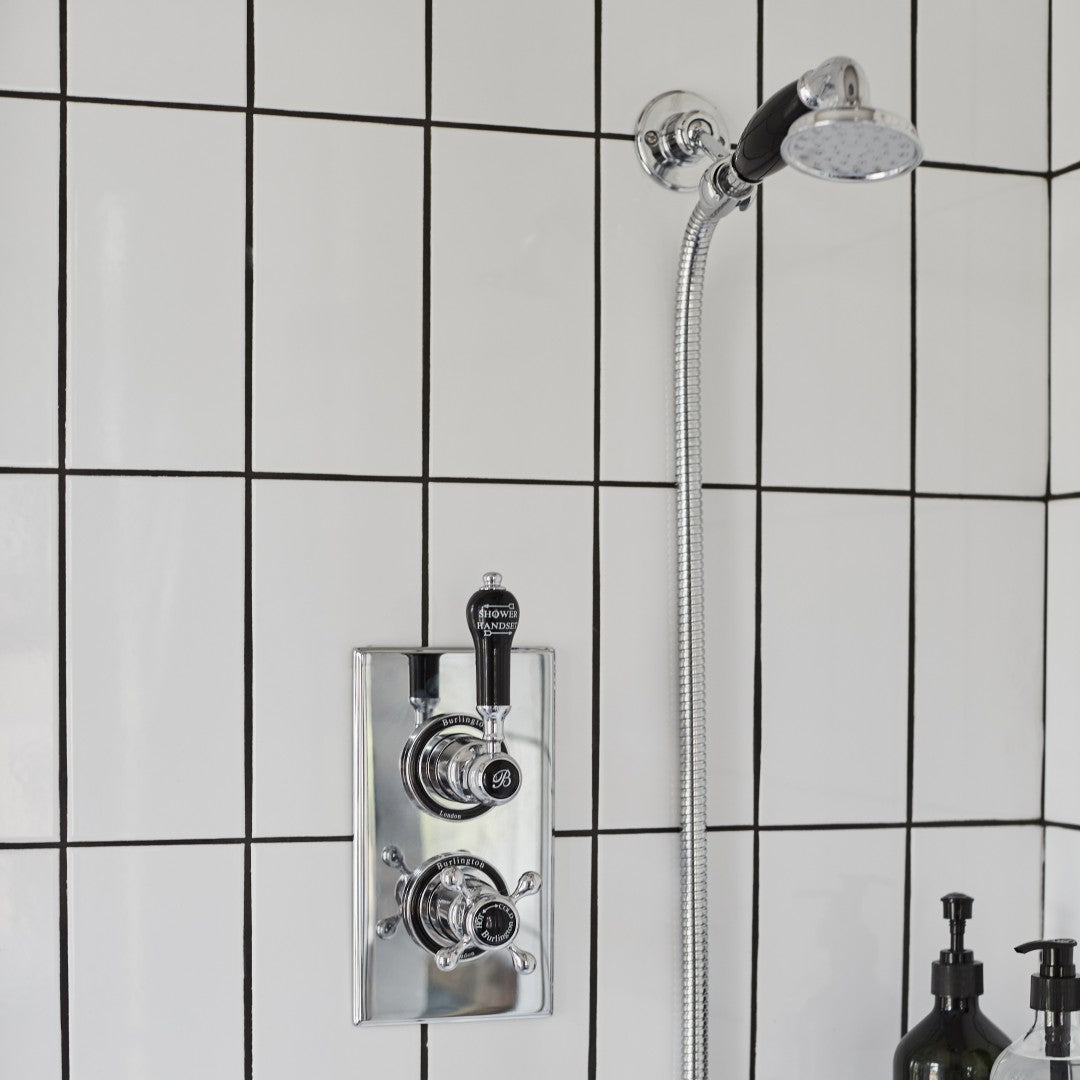 Burlington Trent Thermostatic Dual Outlet Shower Valve with Shower Handset and Overhead Deluxe Bathrooms UK