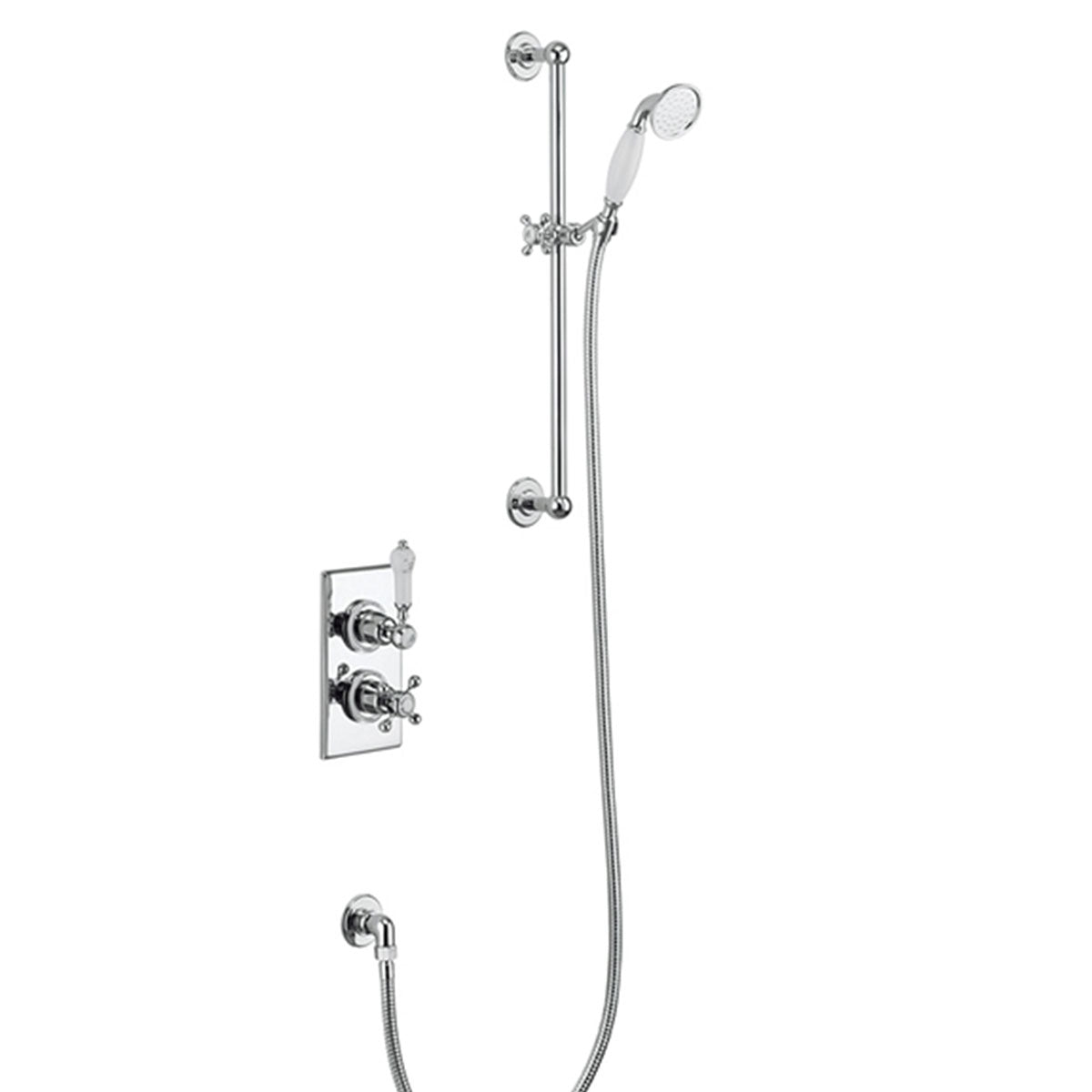 Burlington Trent Thermostatic Single Outlet Shower Valve with Slide Rail Handset Deluxe Bathrooms UK
