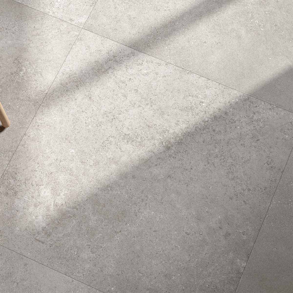 cluny silver stone effect porcelain floor tile 90x90cm matt