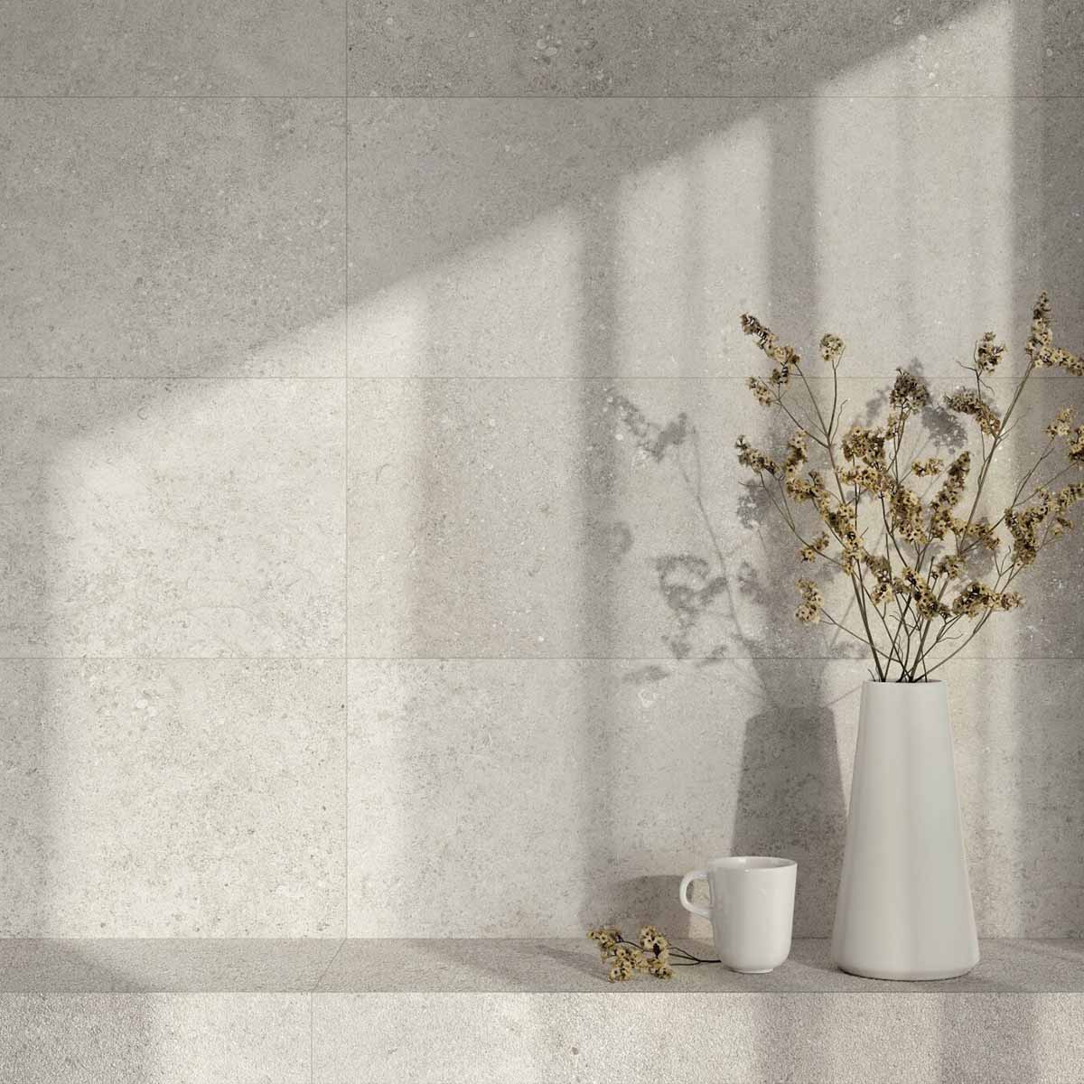 cluny silver stone effect textured ceramic wall tile 33x100cm