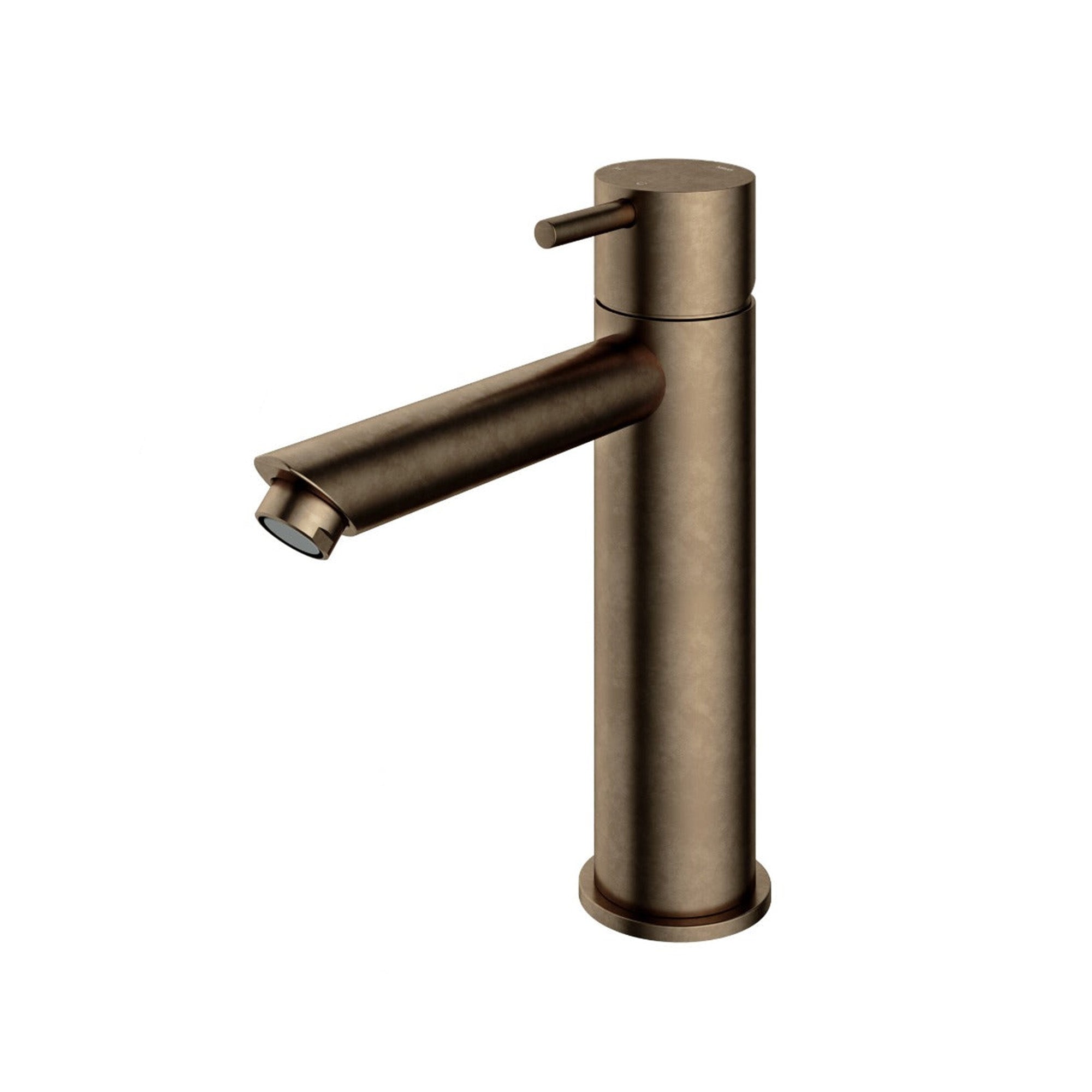 cobber 216mm basin mixer tap monobloc straight spout aged brass