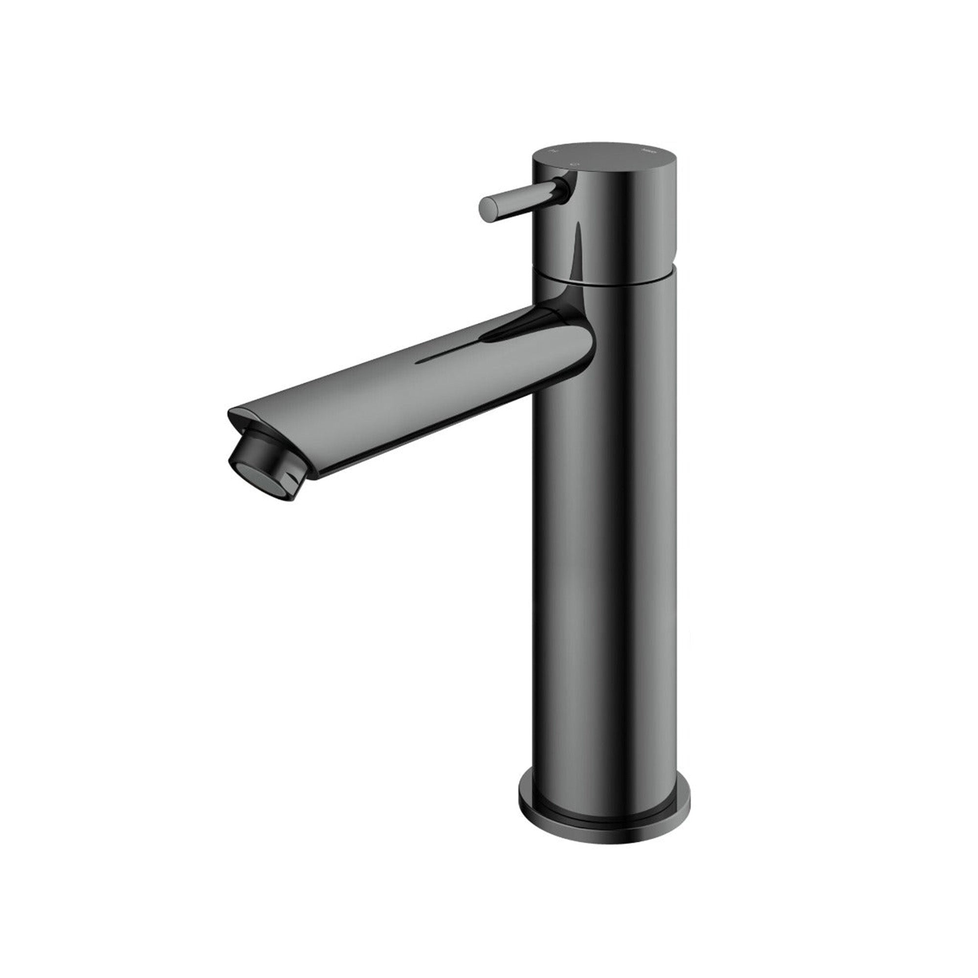 cobber 216mm basin mixer tap monobloc straight spout black chrome