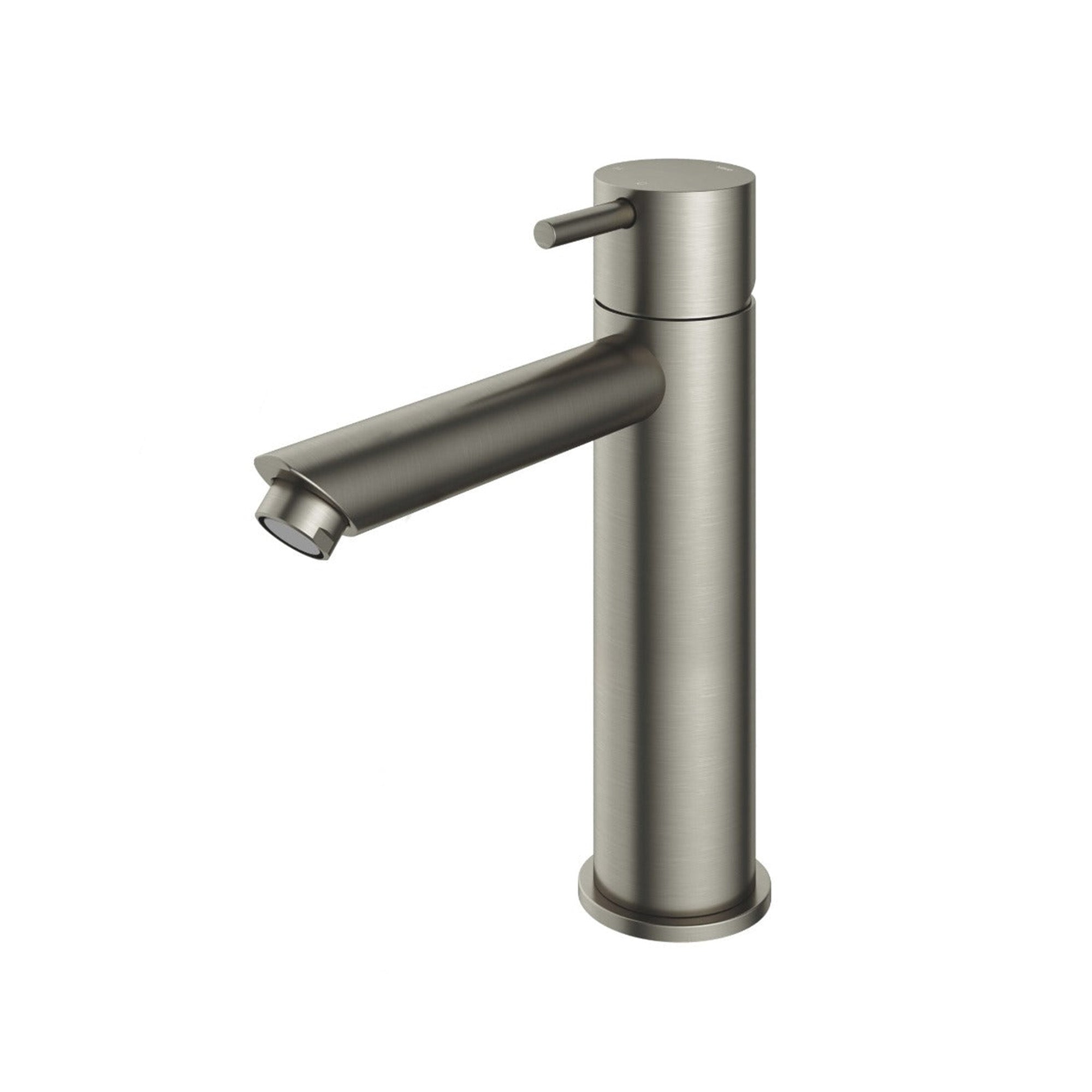 cobber 216mm basin mixer tap monobloc straight spout brushed nickel