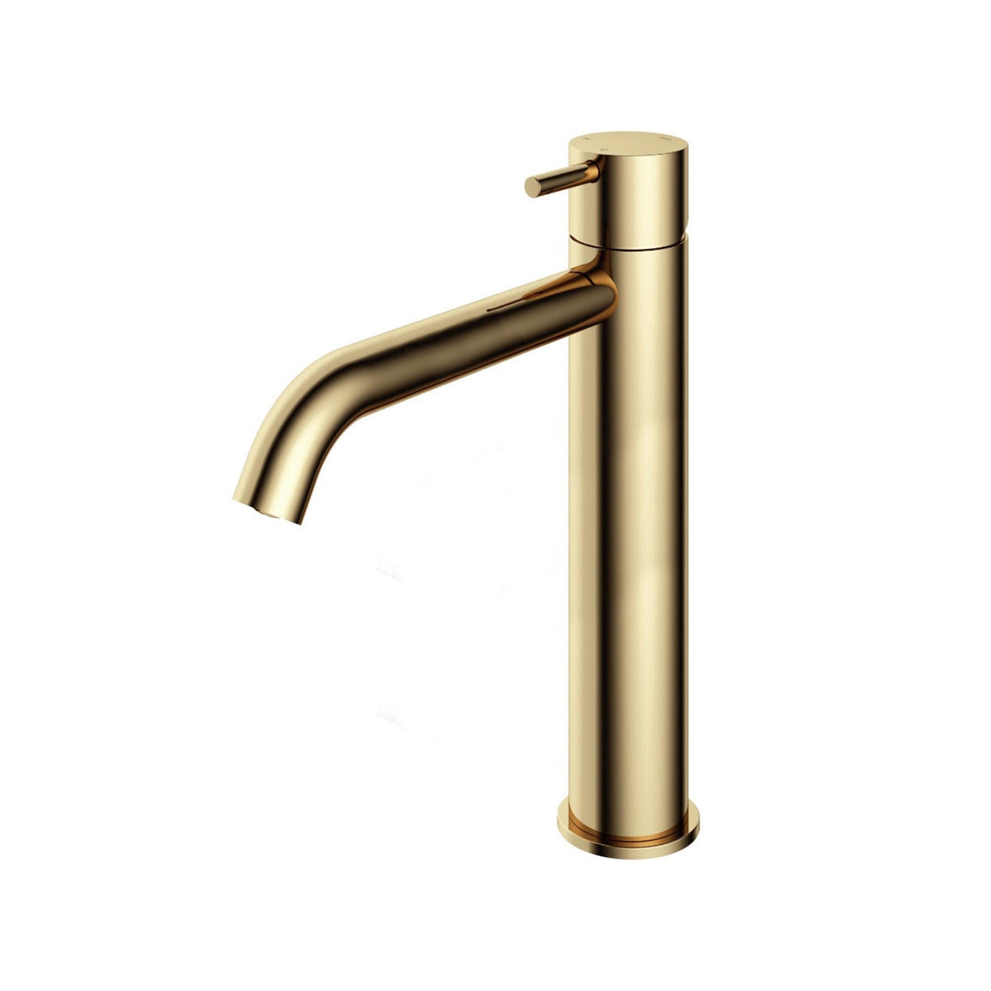 cobber 286mm tall basin mixer tap monobloc curved spout polished brass