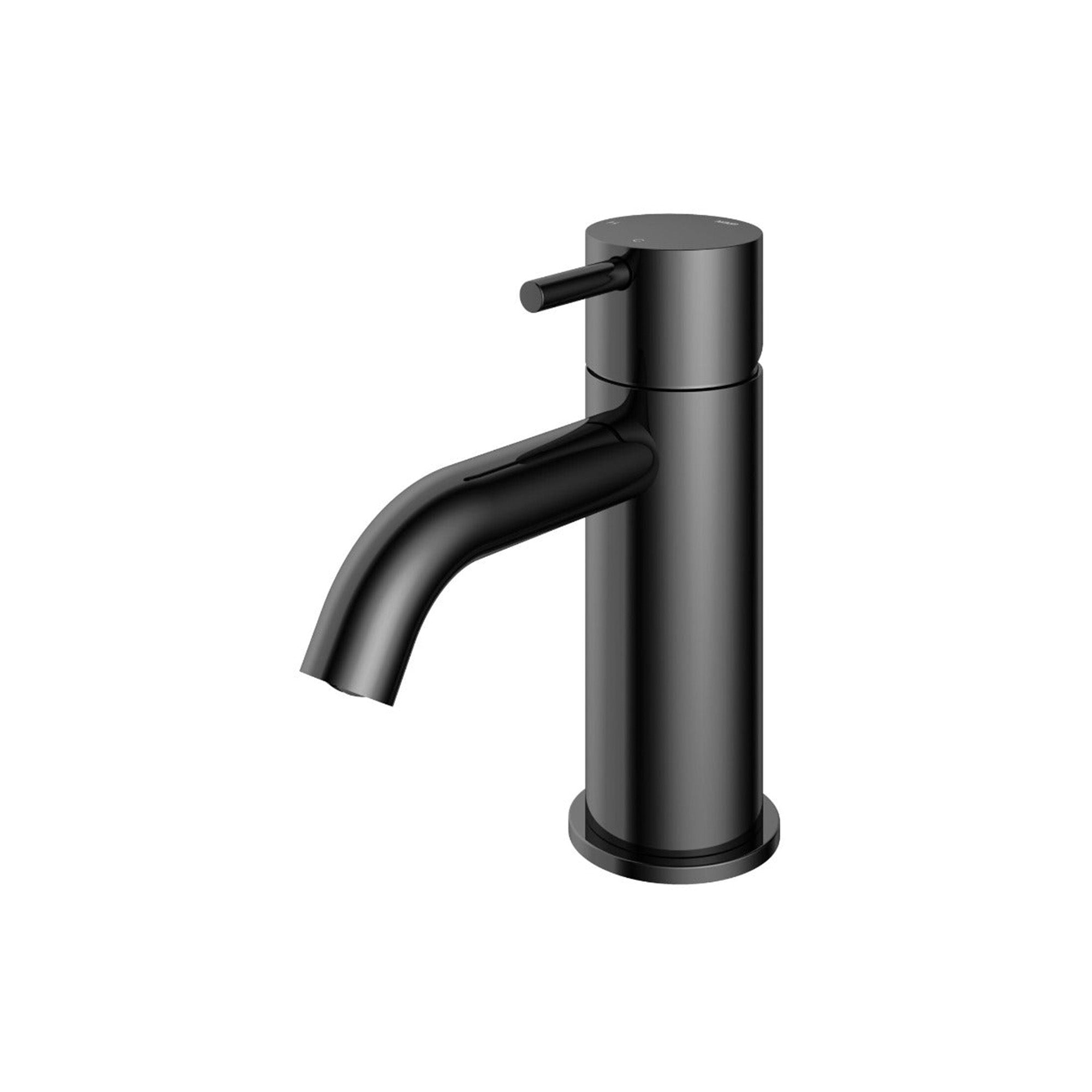 cobber basin mixer tap monobloc curved spout black chrome