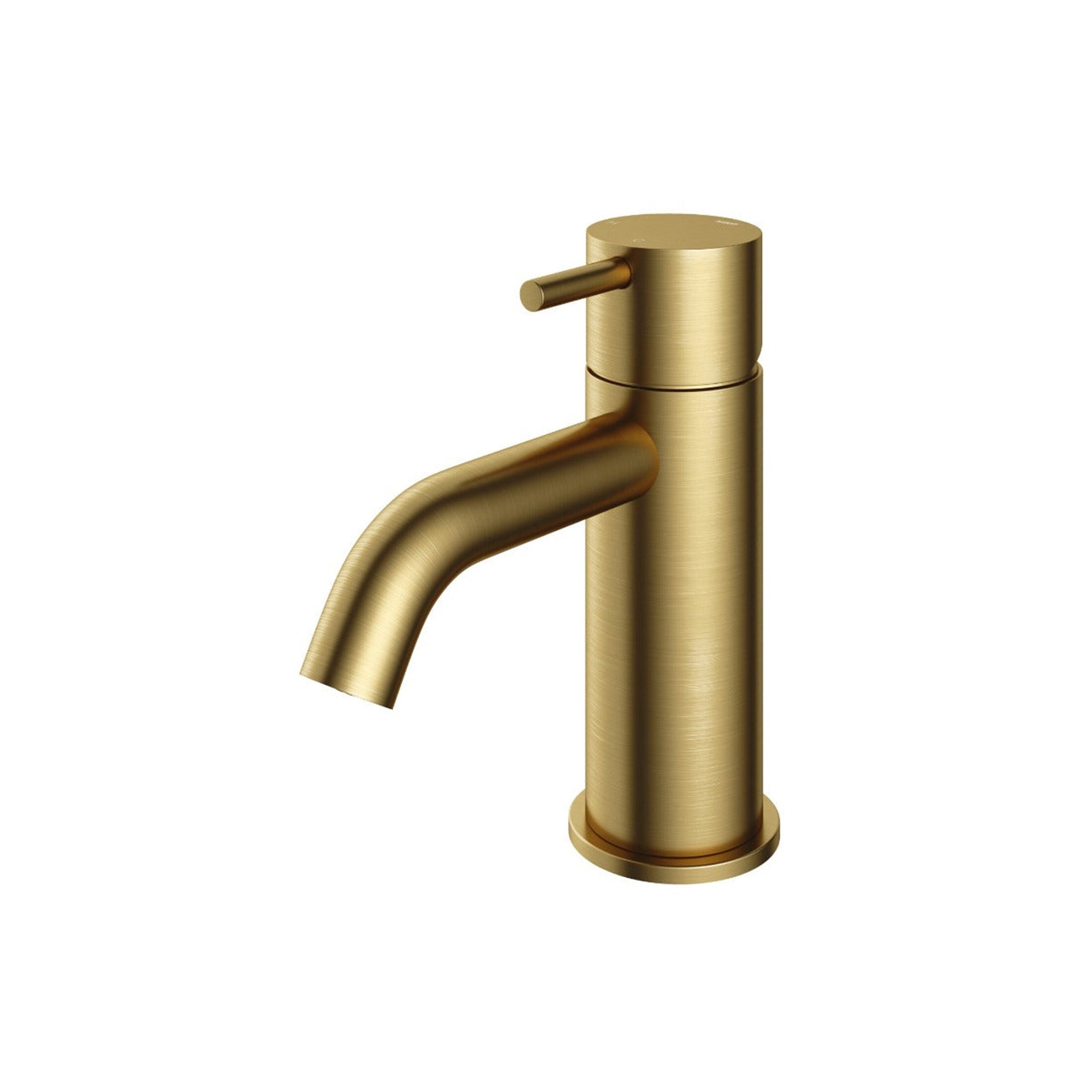 cobber basin mixer tap monobloc curved spout brushed brass pvd