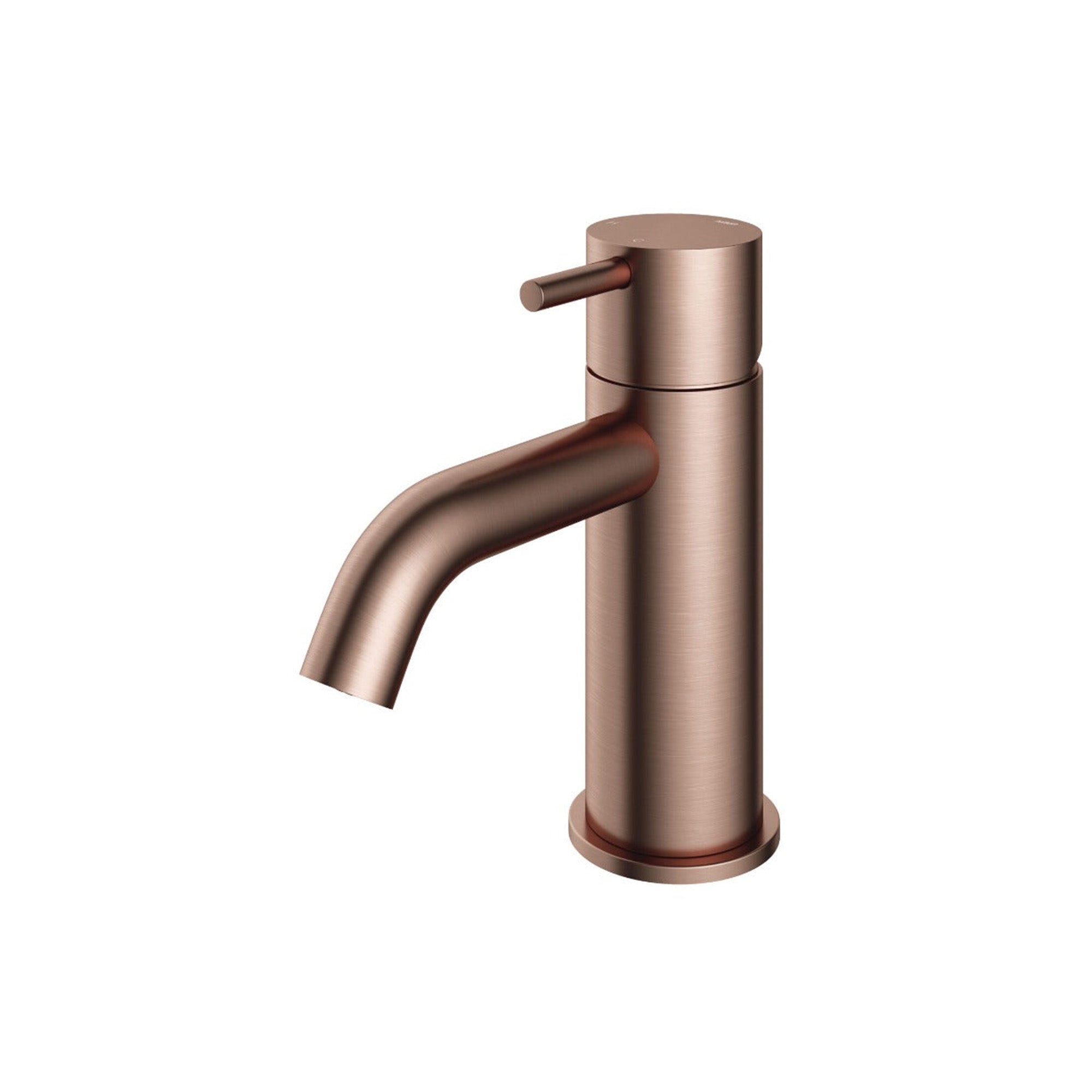 cobber basin mixer tap monobloc curved spout brushed copper pvd 