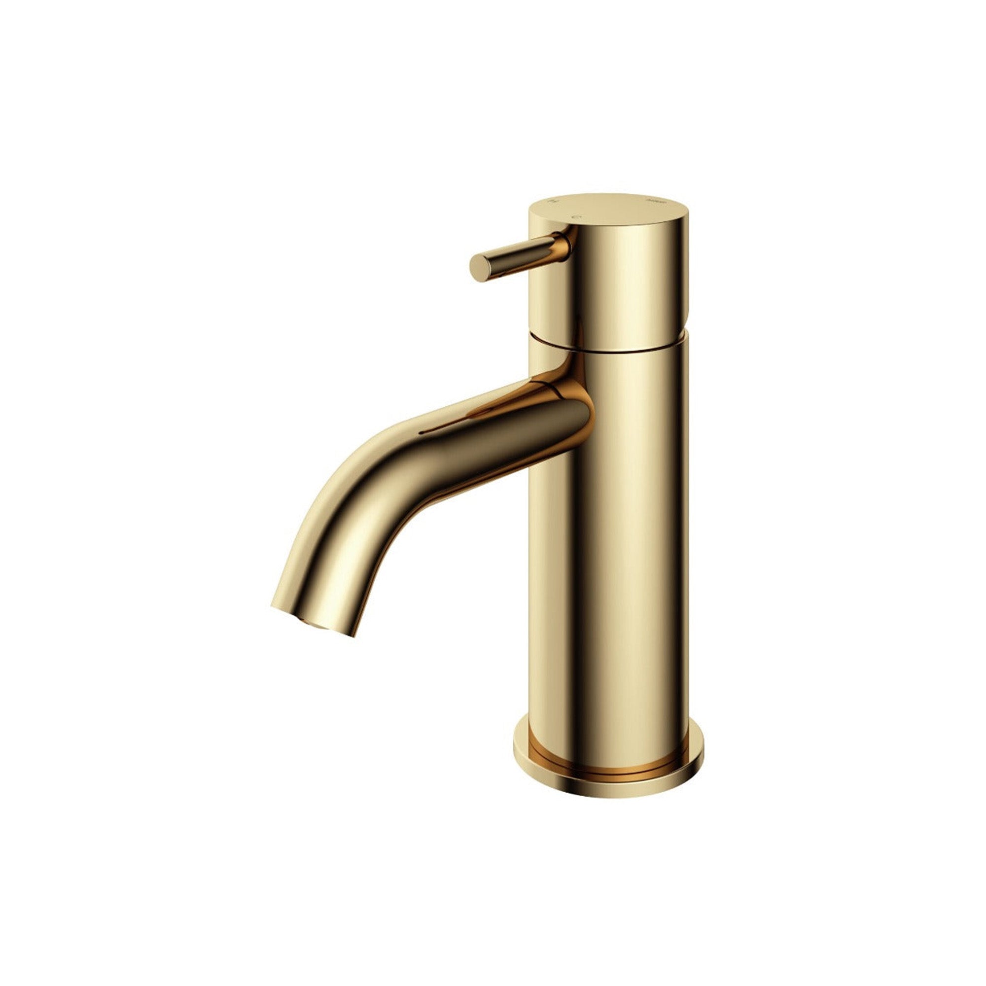 cobber basin mixer tap monobloc curved spout polished brass