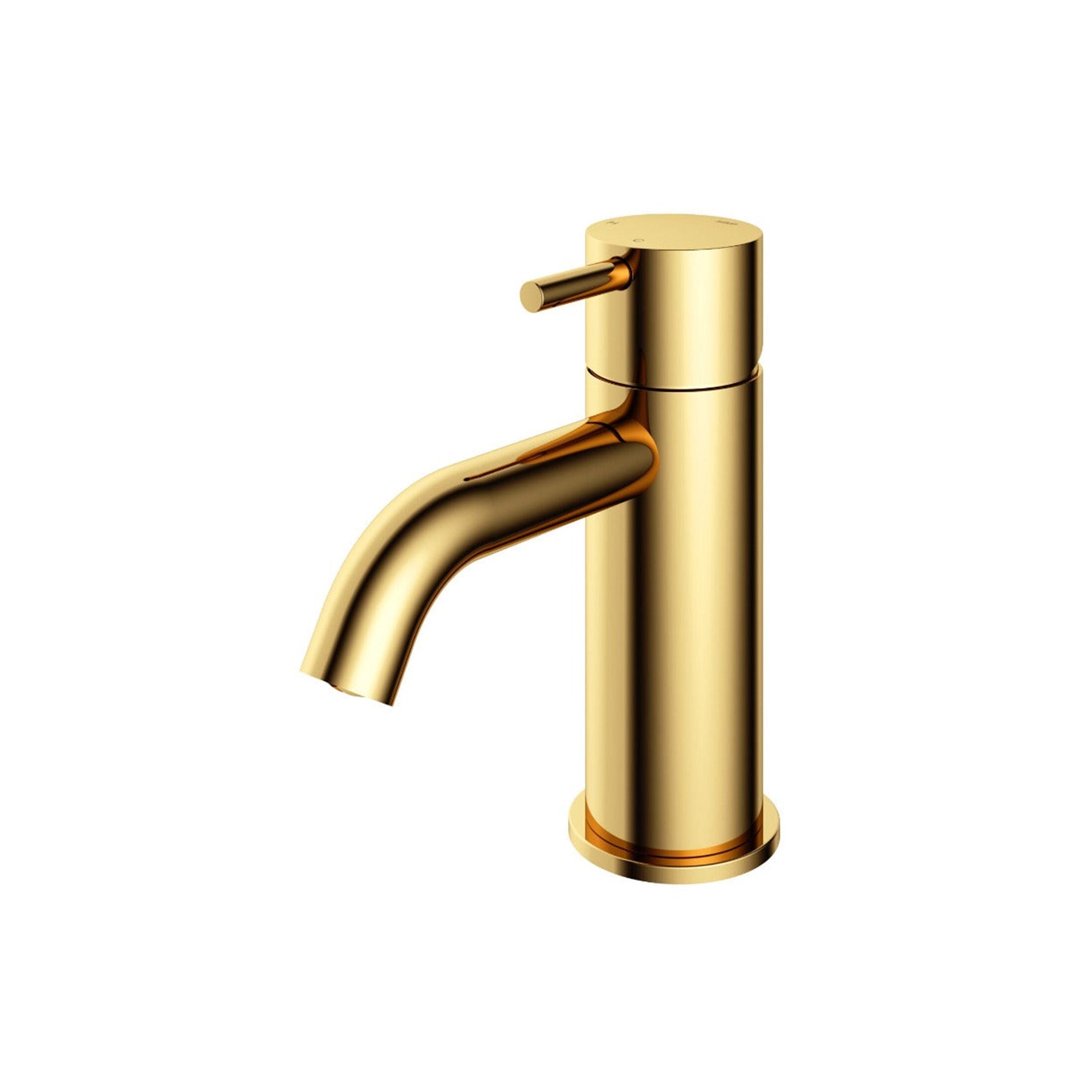 cobber basin mixer tap monobloc curved spout polished brass pvd