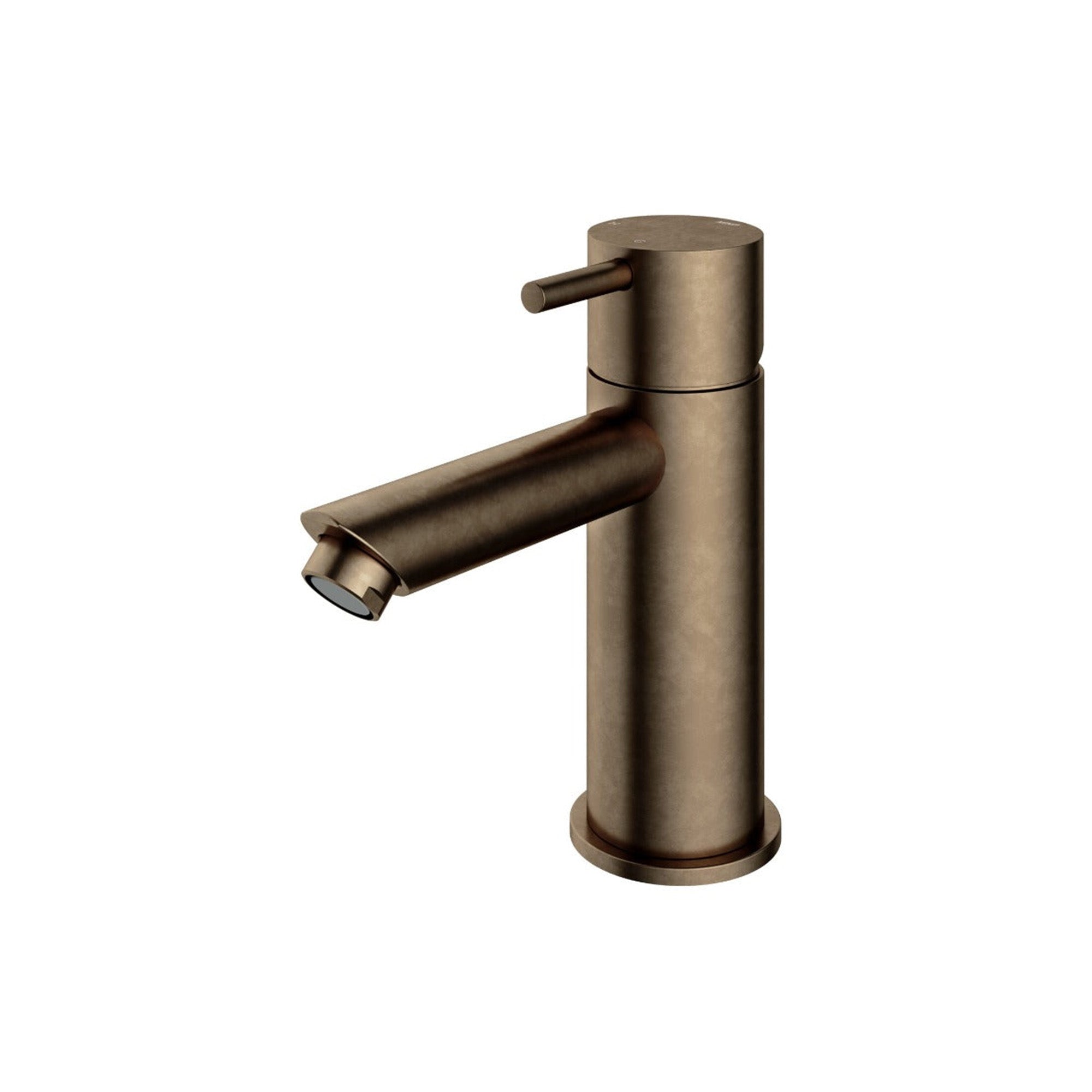 cobber basin mixer tap monobloc straight spout aged brass