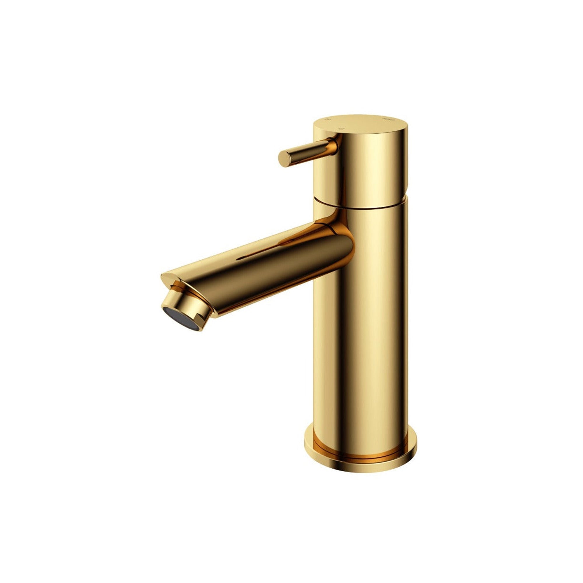 cobber basin mixer tap monobloc straight spout polished brass