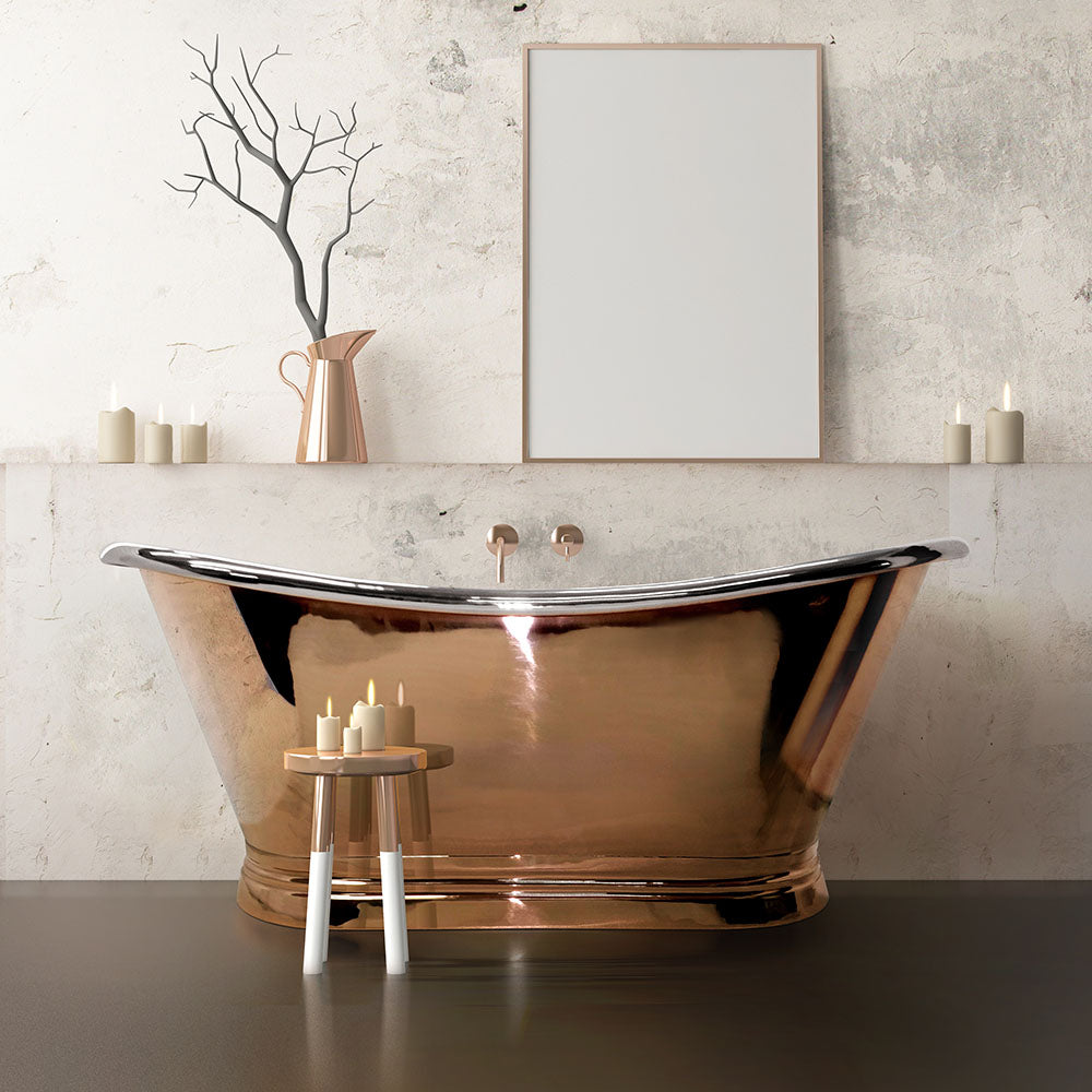 Copper Nickel Traditional Roll Top Double Ended Freestanding Bath