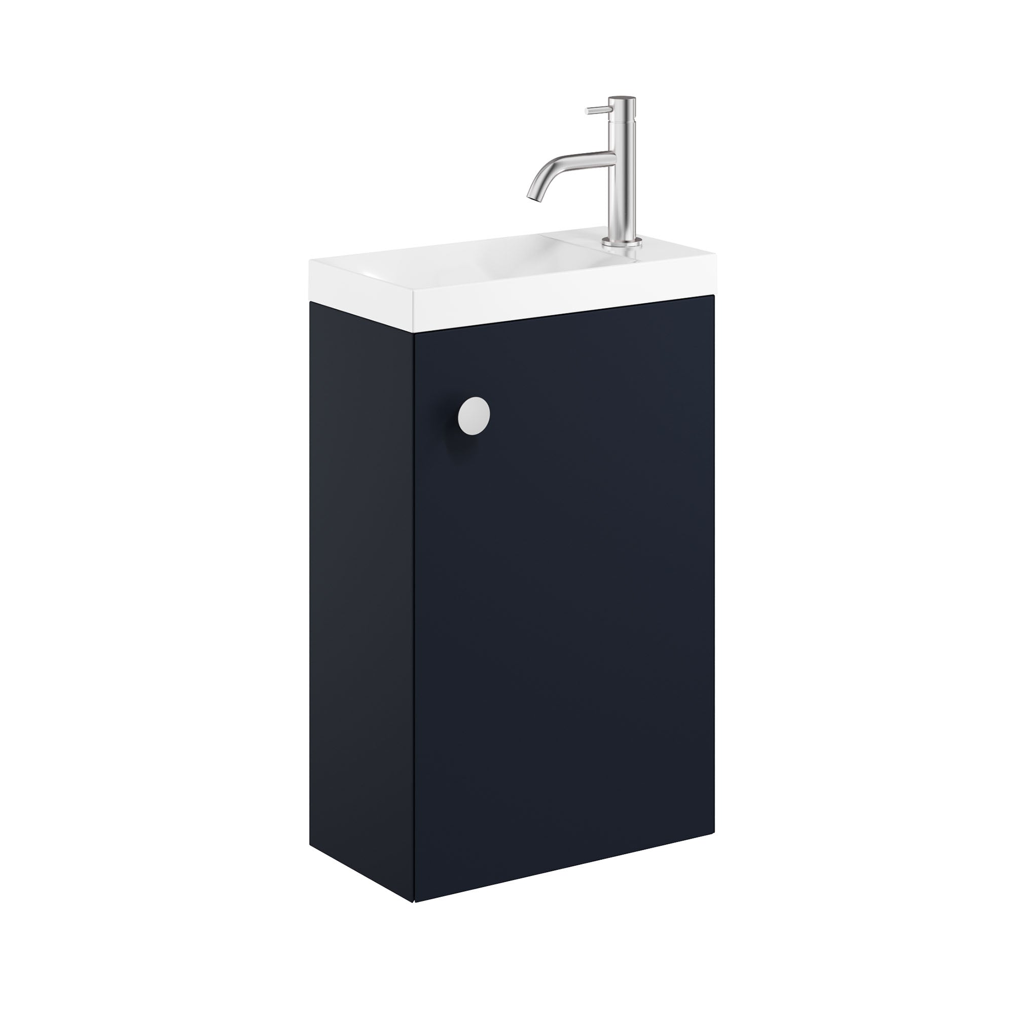 crosswater alo 400 wall mounted cloakroom vanity unit with basin deep indigo blue