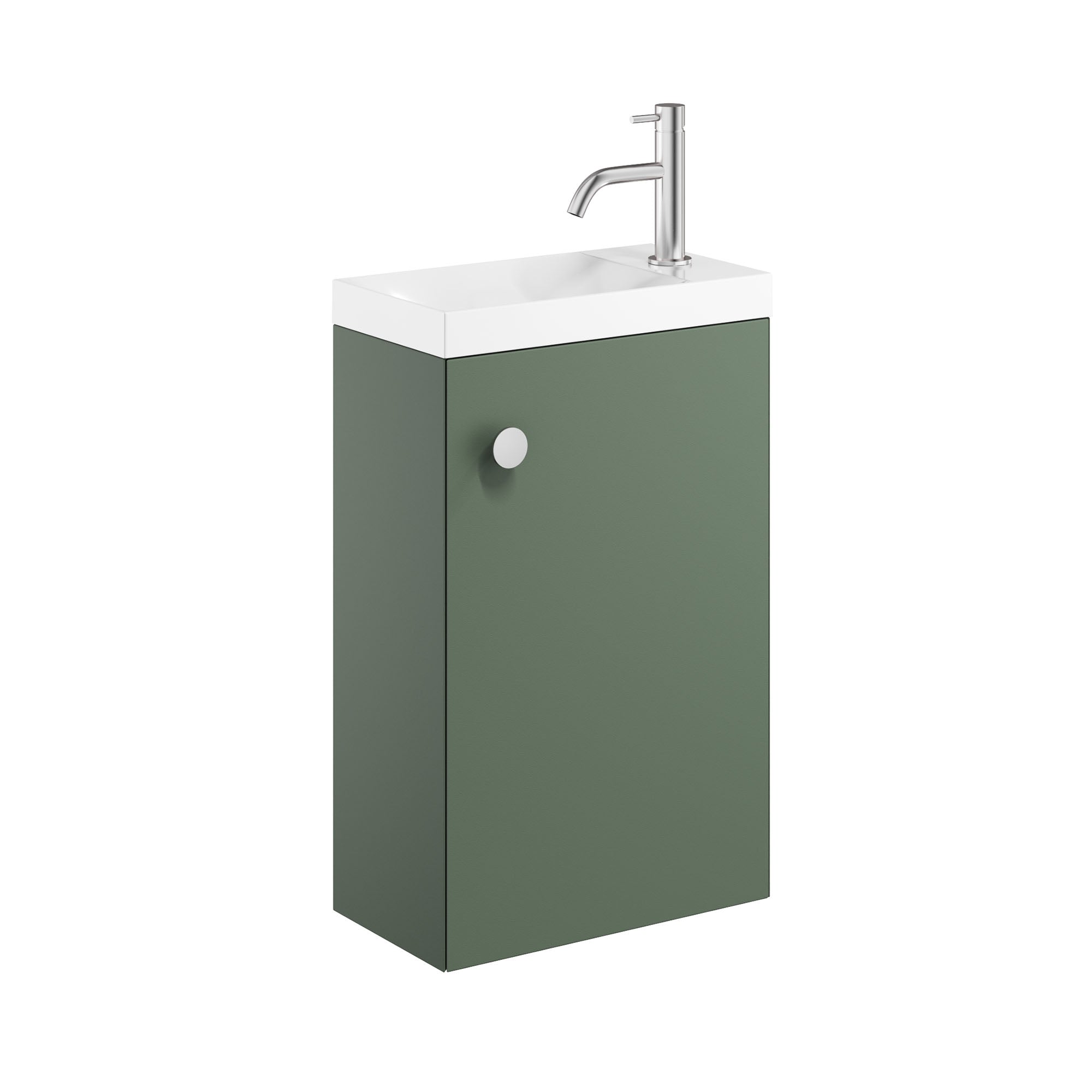 crosswater alo 400 wall mounted cloakroom vanity unit with basin sage green