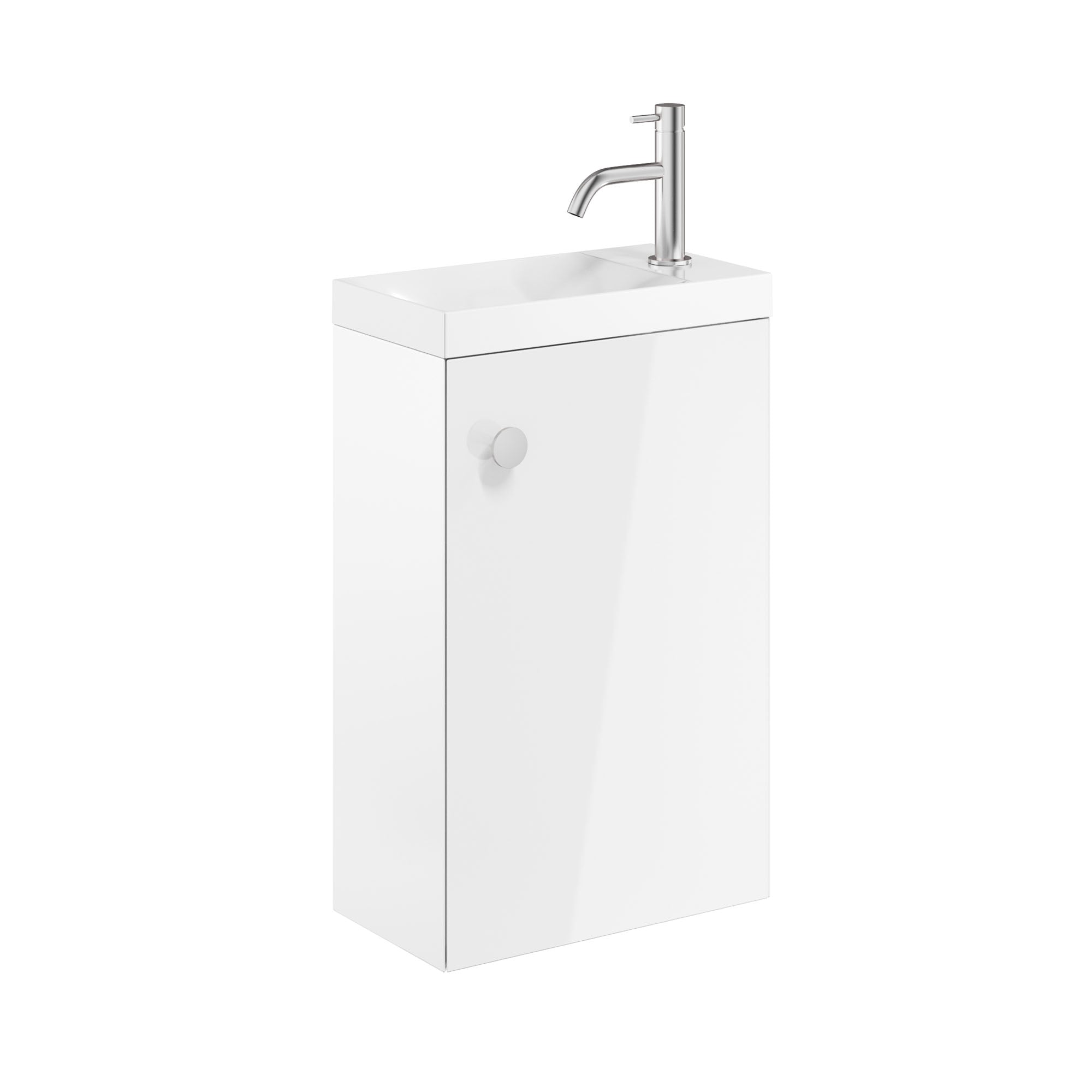 crosswater alo 400 wall mounted cloakroom vanity unit with basin white gloss