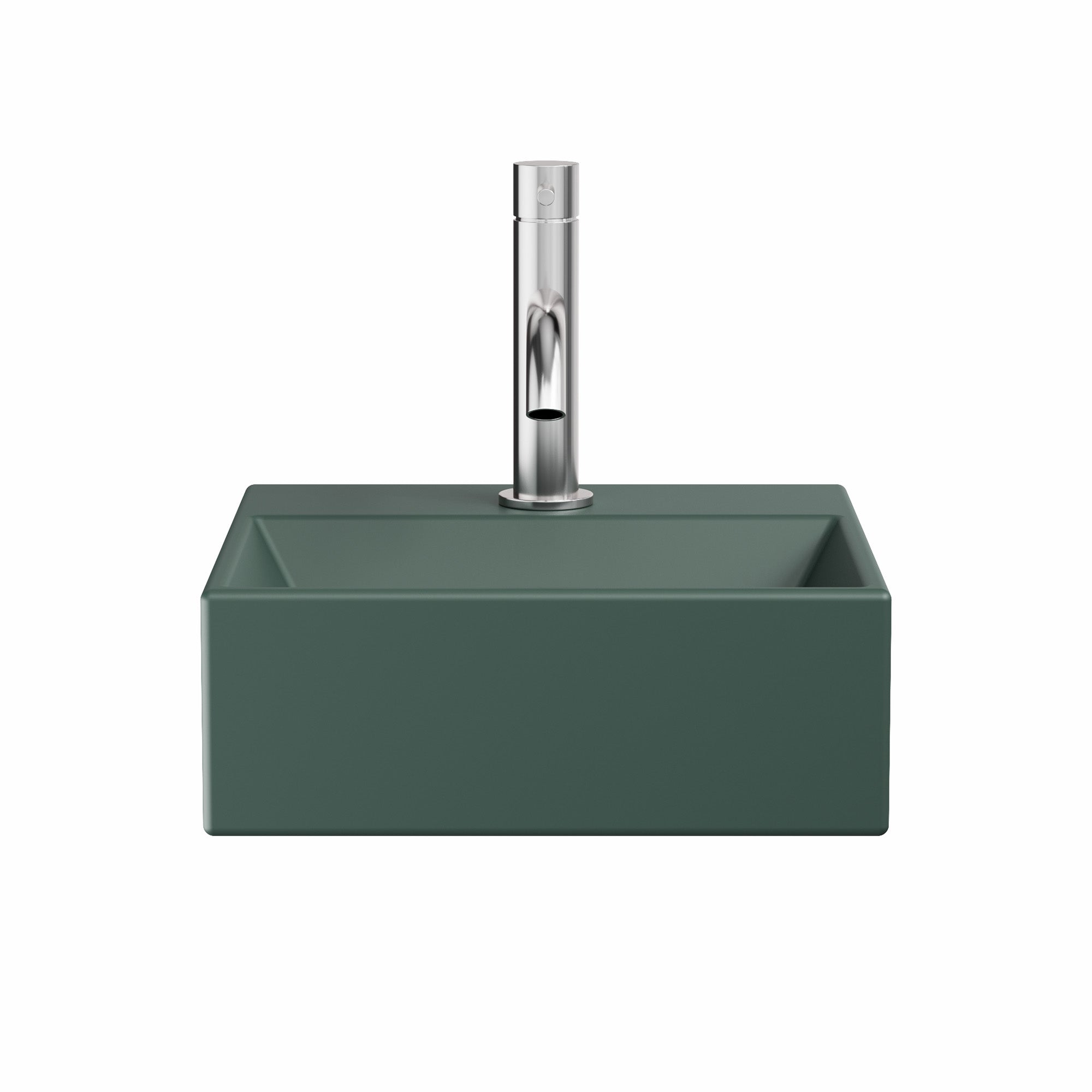 crosswater beck cloakroom basin with waste 300x300mm matt green