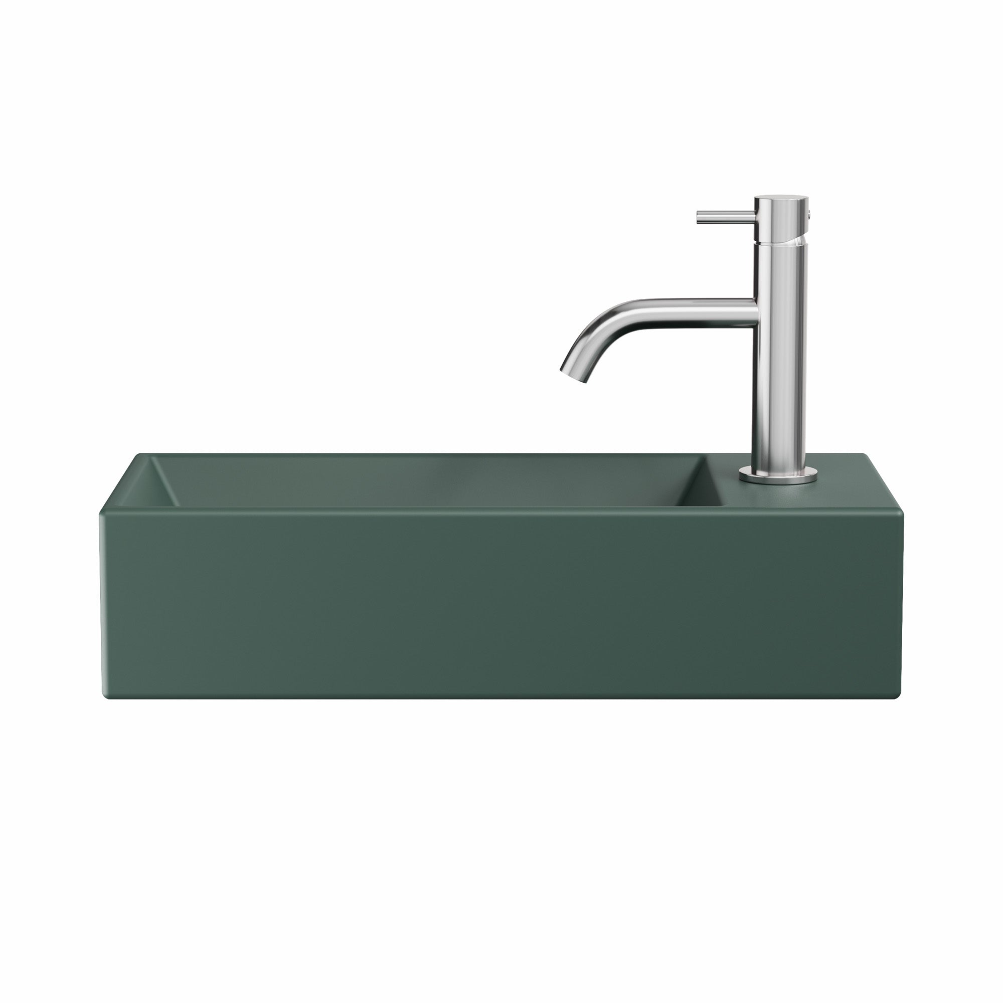 crosswater beck cloakroom basin with waste 450x200mm matt green