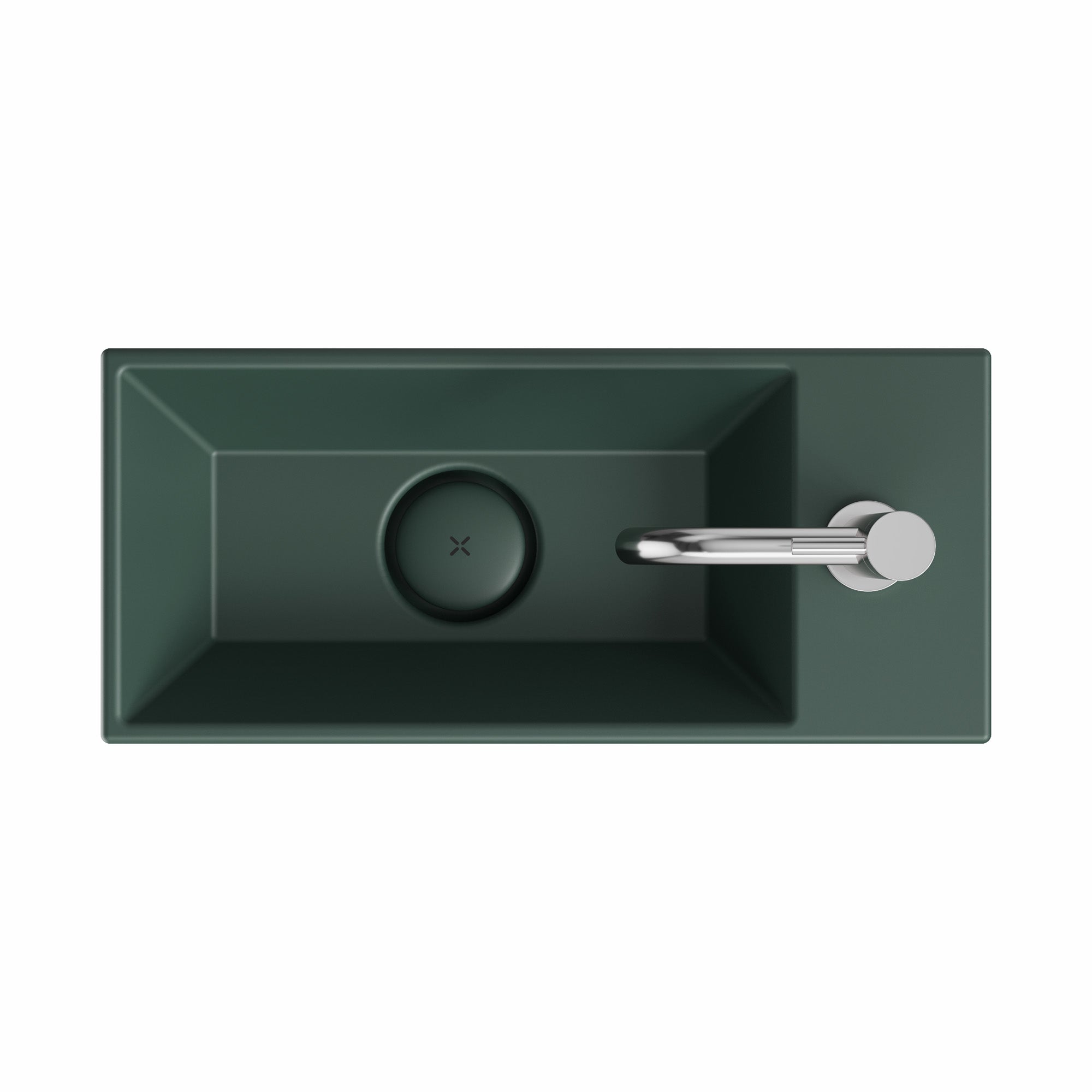 crosswater beck cloakroom basin with waste 450x200mm matt green