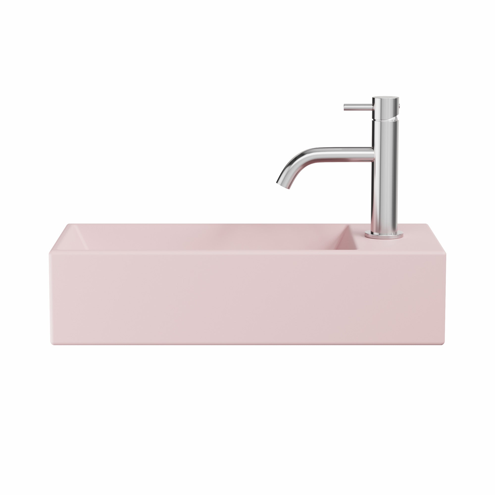 crosswater beck cloakroom basin with waste 450x200mm matt pink